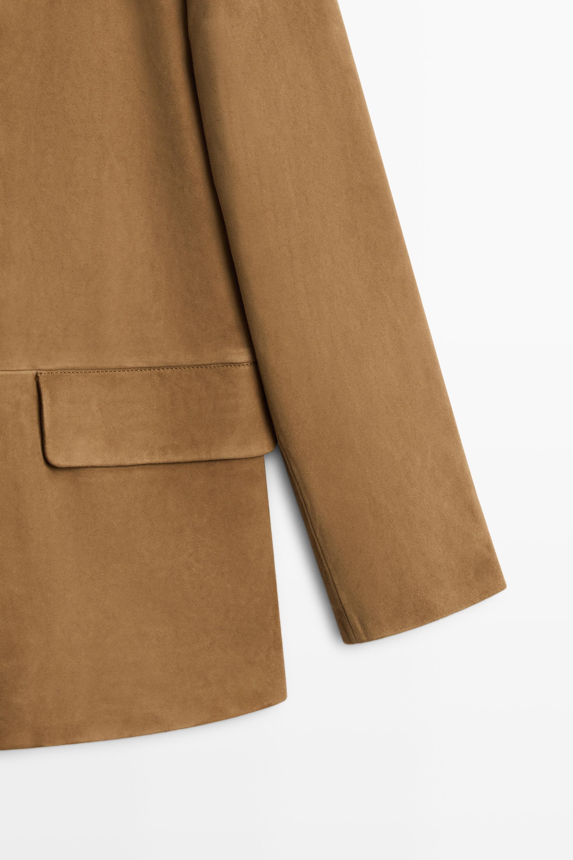 Suede lapel blazer — SAND