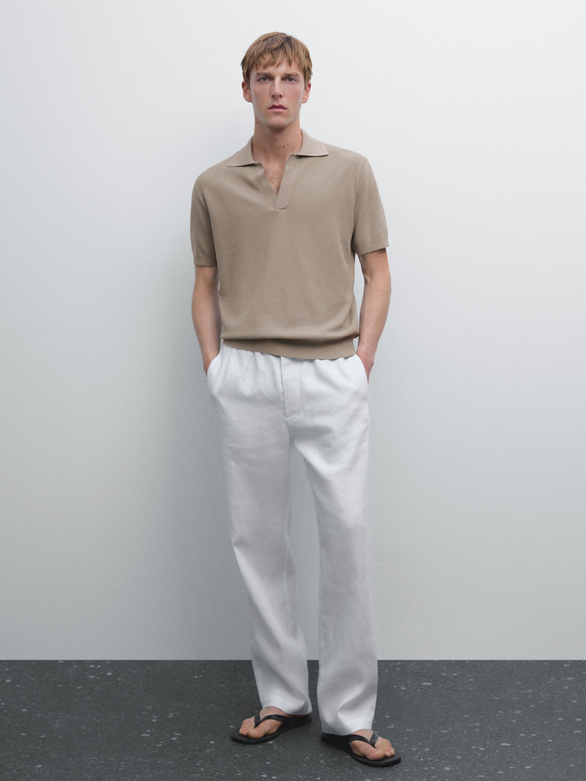 Polo en maille à col en V