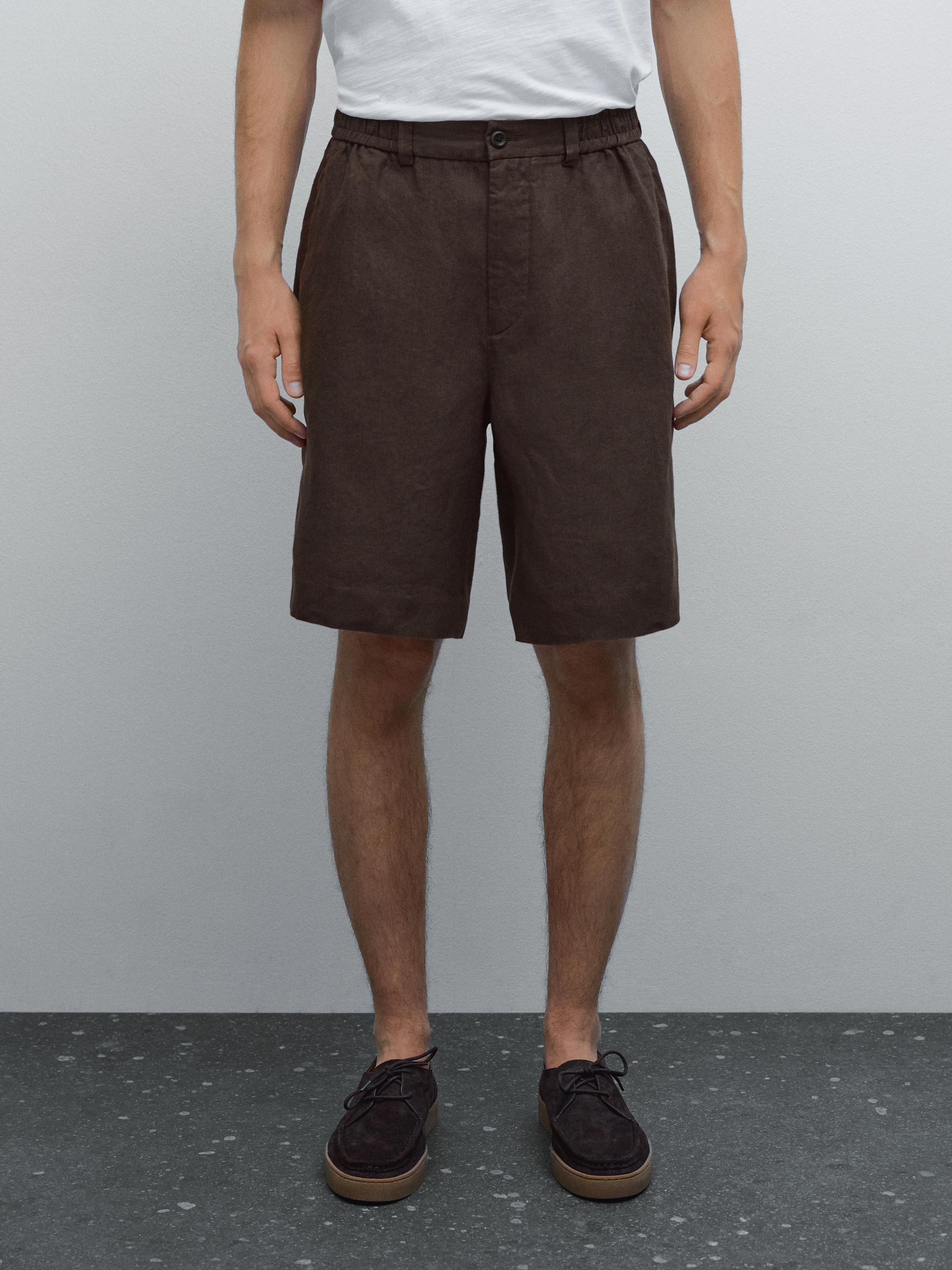 Lightweight linen Bermuda shorts