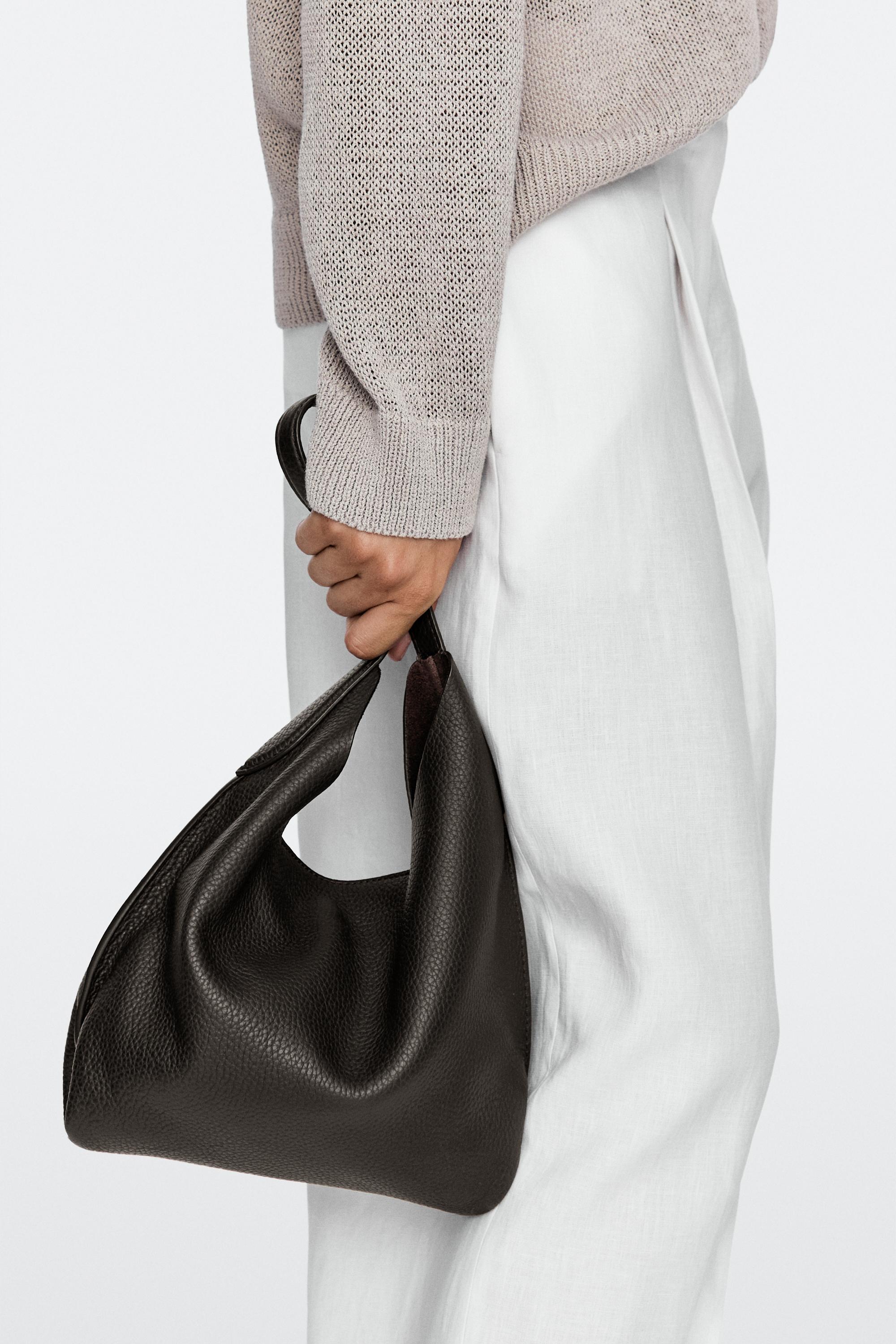 Nappa leather mini shoulder bag — BROWN