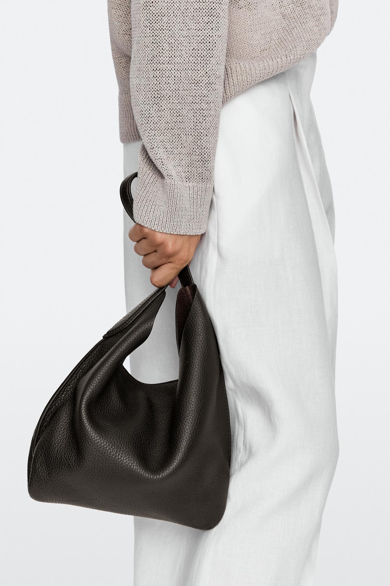 Nappa leather mini shoulder bag — BROWN