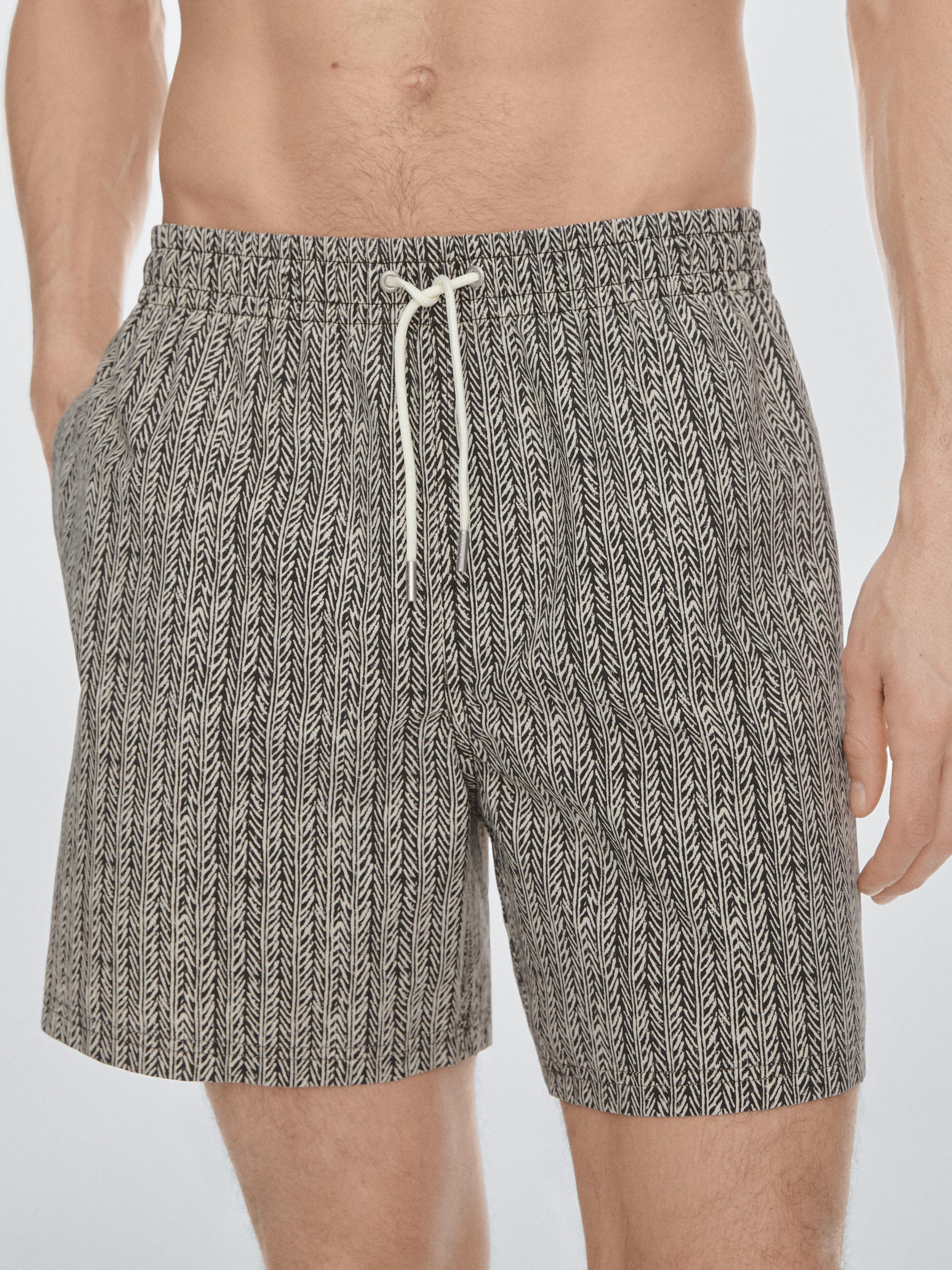 Herringbone print swimsuit — BROWN