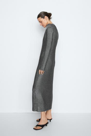 Long metallic knit dress - STUDIO — Silver 3