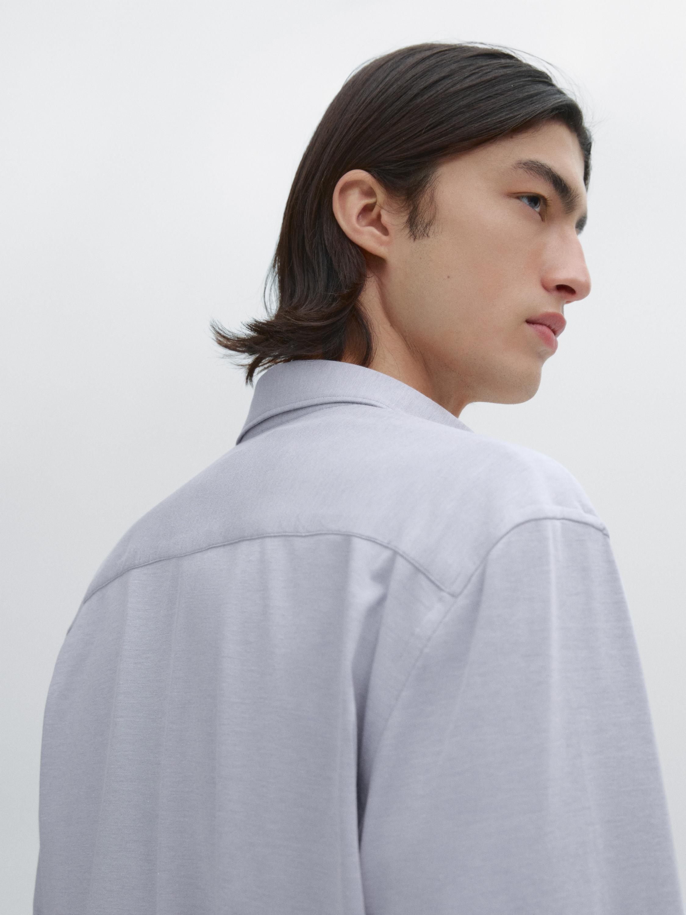 Melert skjorte i bomullsblanding – slim-fit