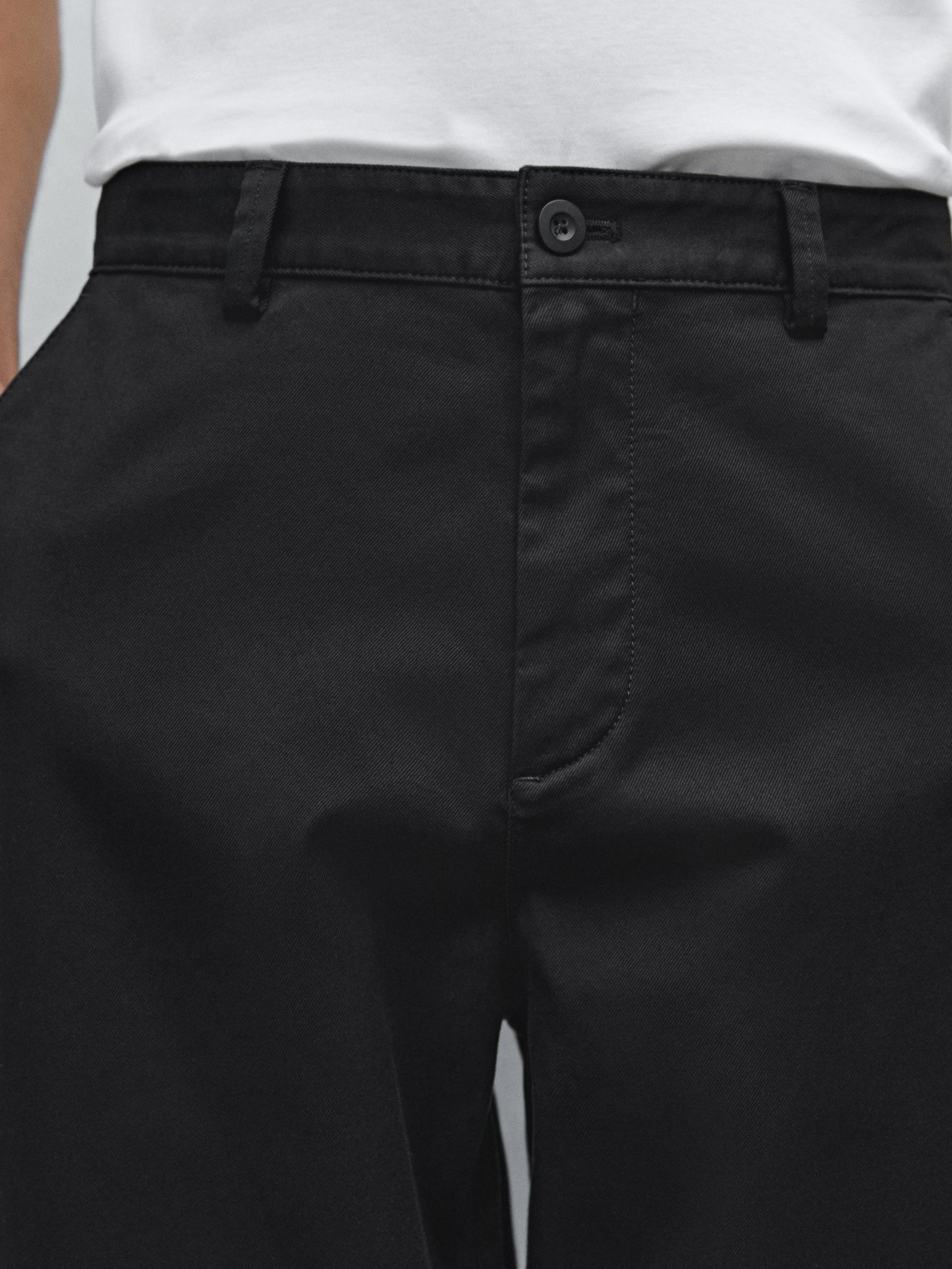 Cotton blend relaxed fit cropped trousers