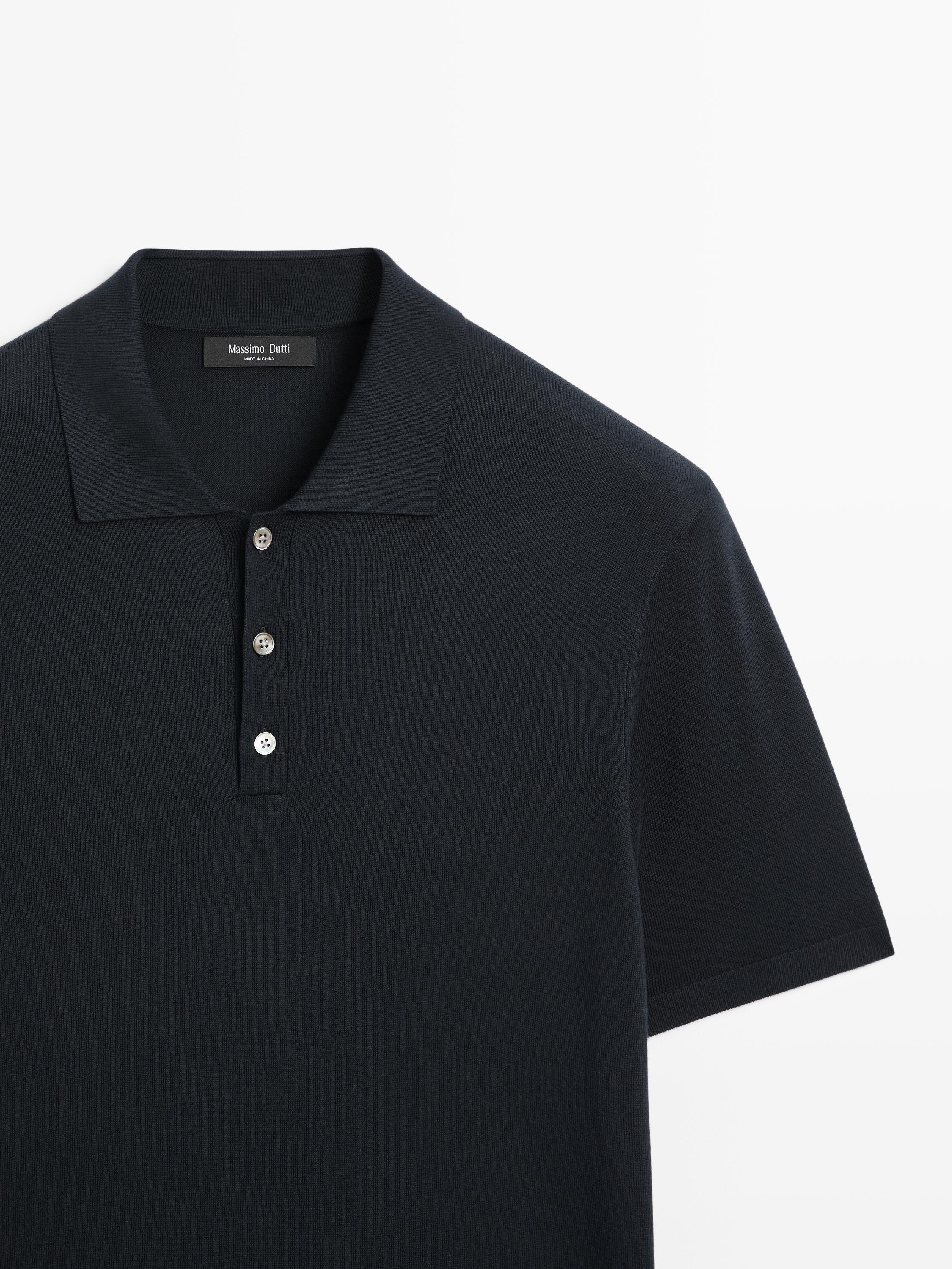 Cotton blend knit polo shirt