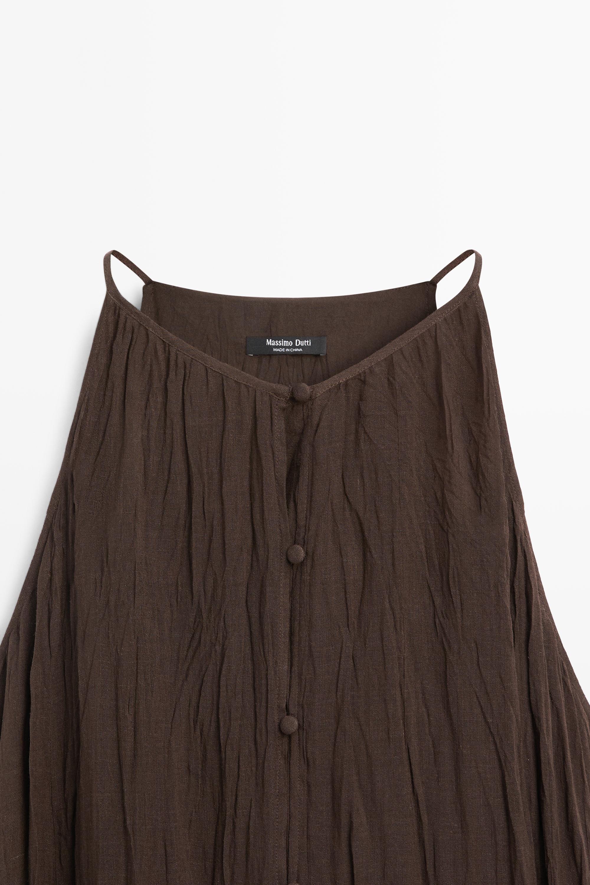 Flowing midi dress with button details — BROWN