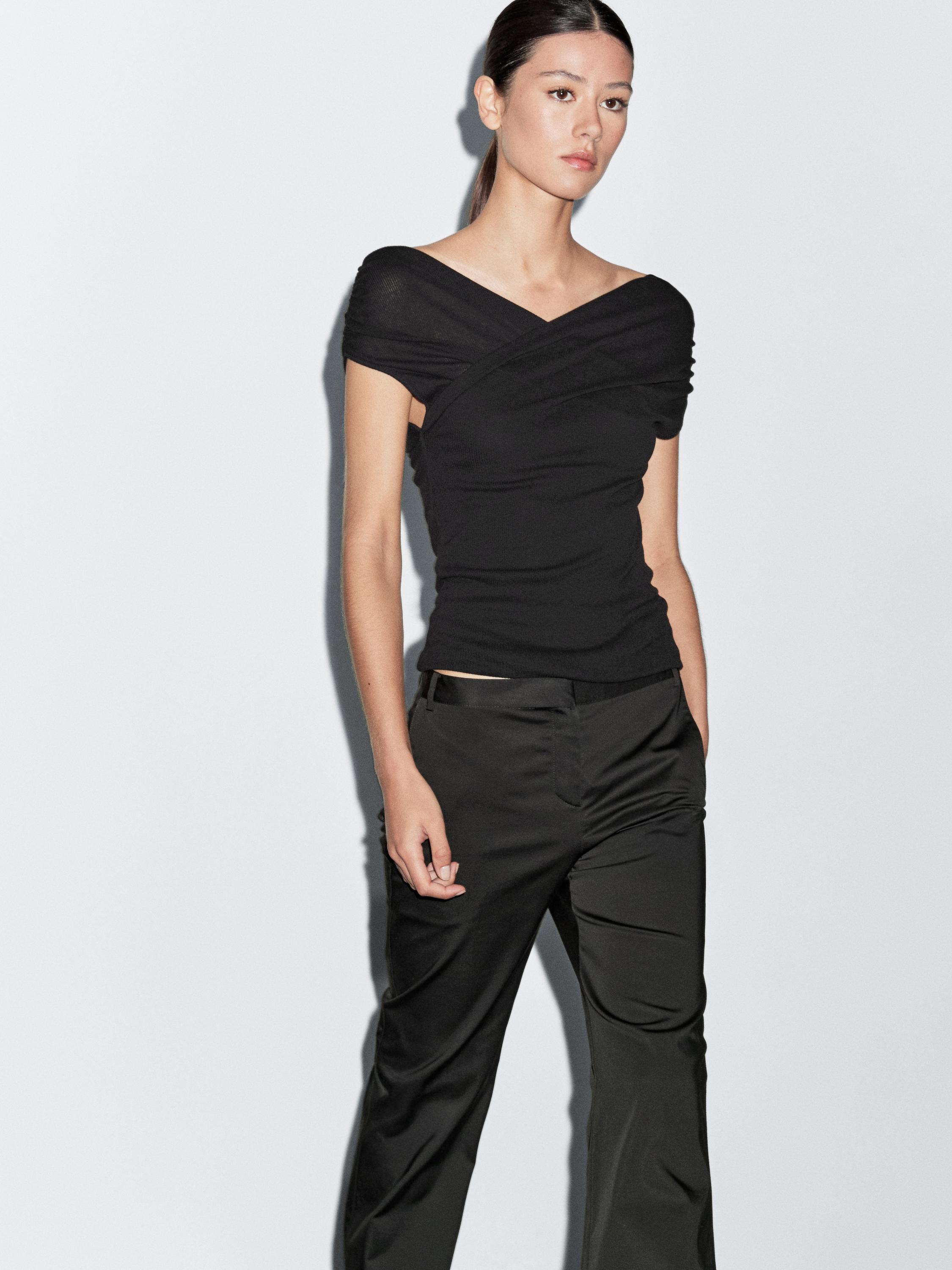Satin flared fit trousers