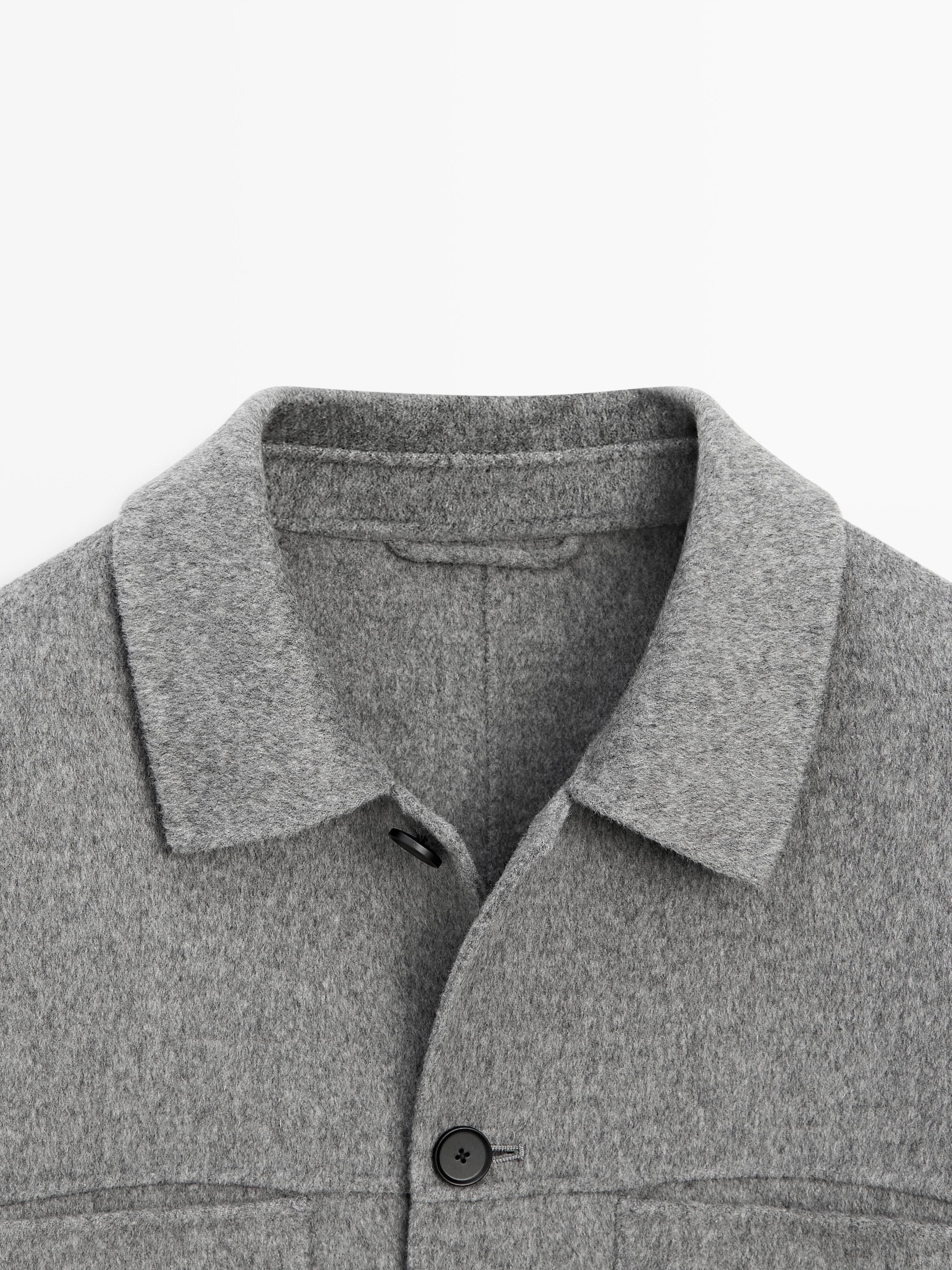 Wool blend overshirt with pockets — PALE GREY