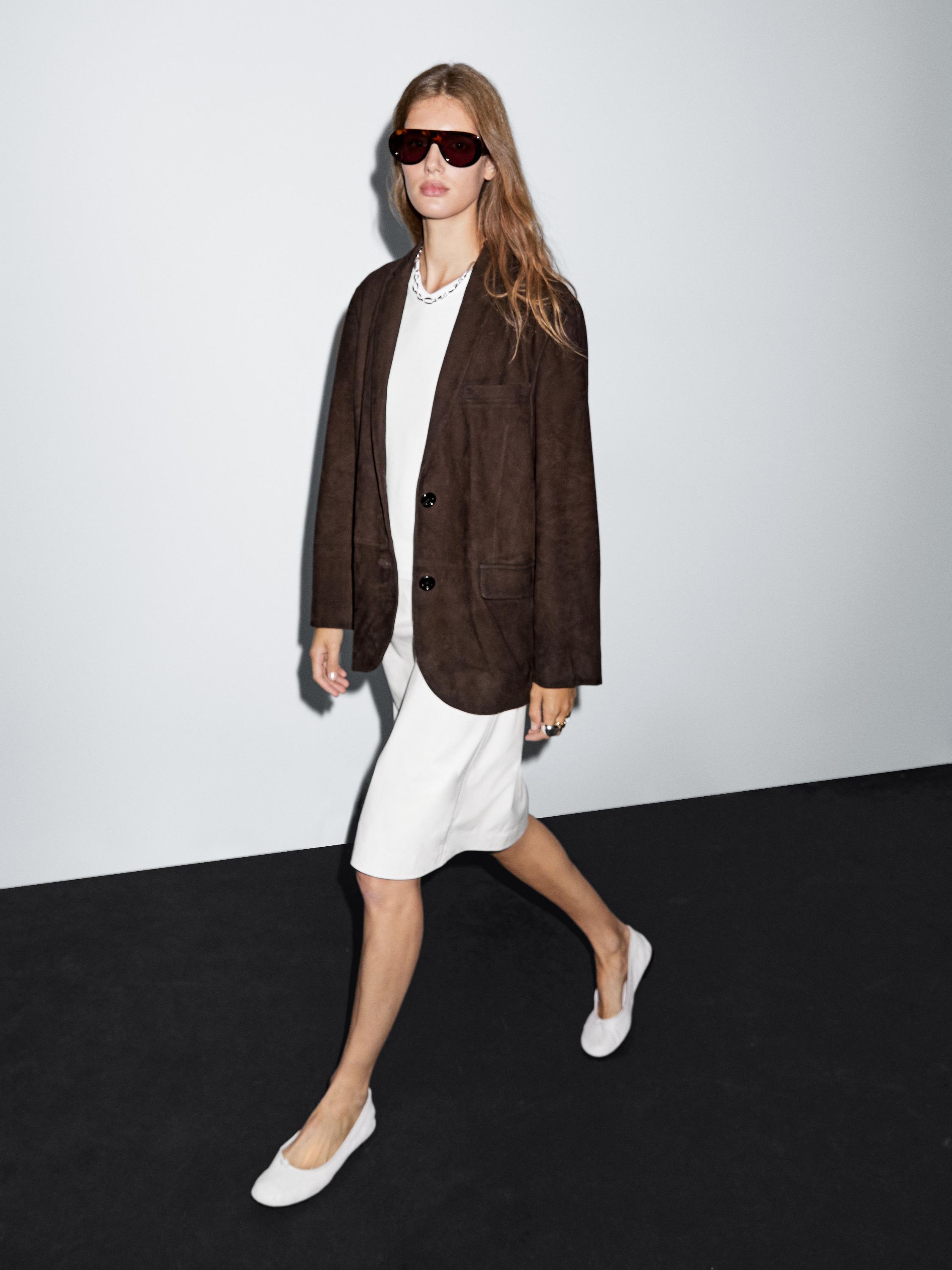 Suede leather blazer