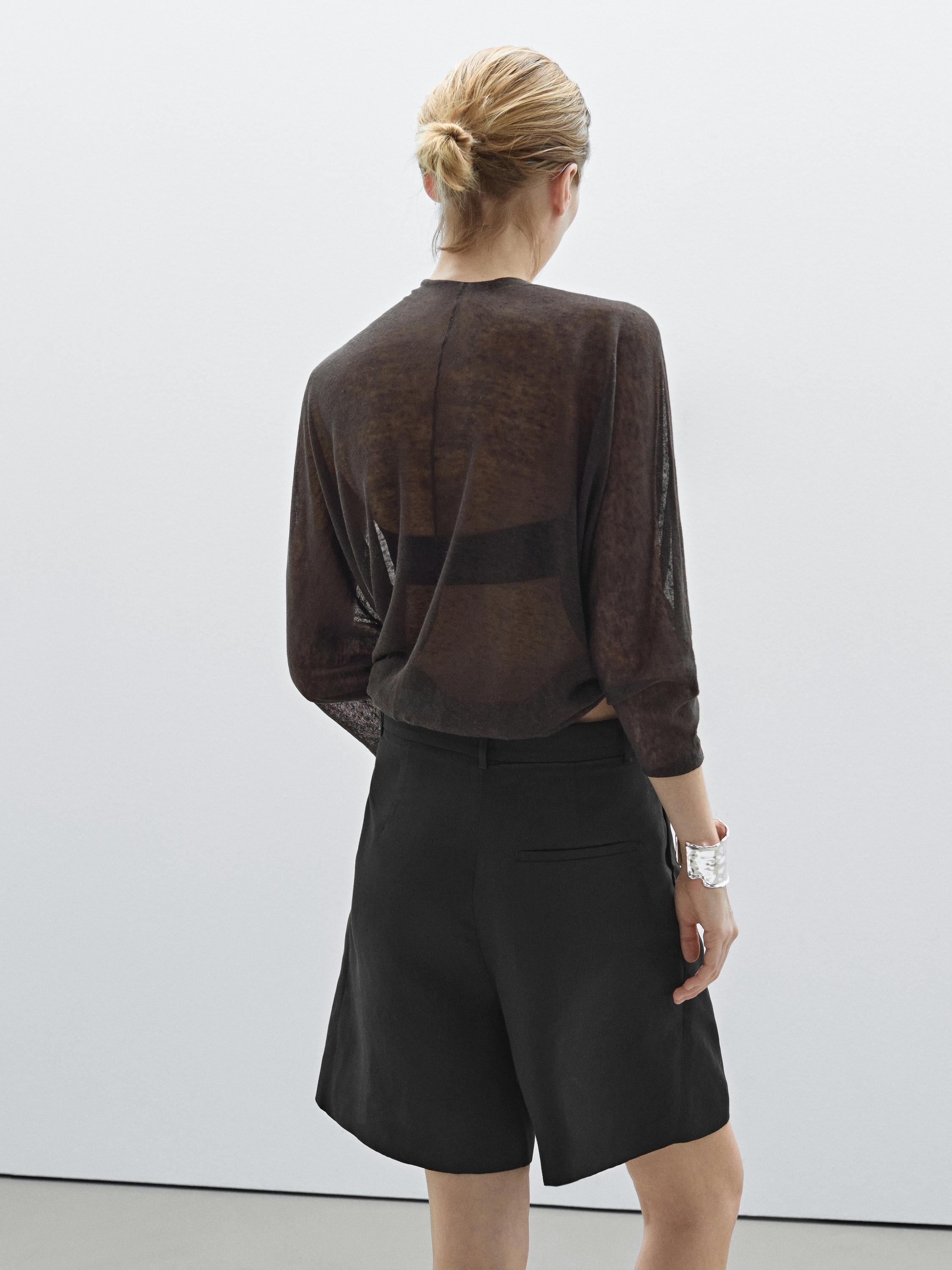 Pleated Bermuda shorts · Black, Brown · Dressy | Massimo Dutti