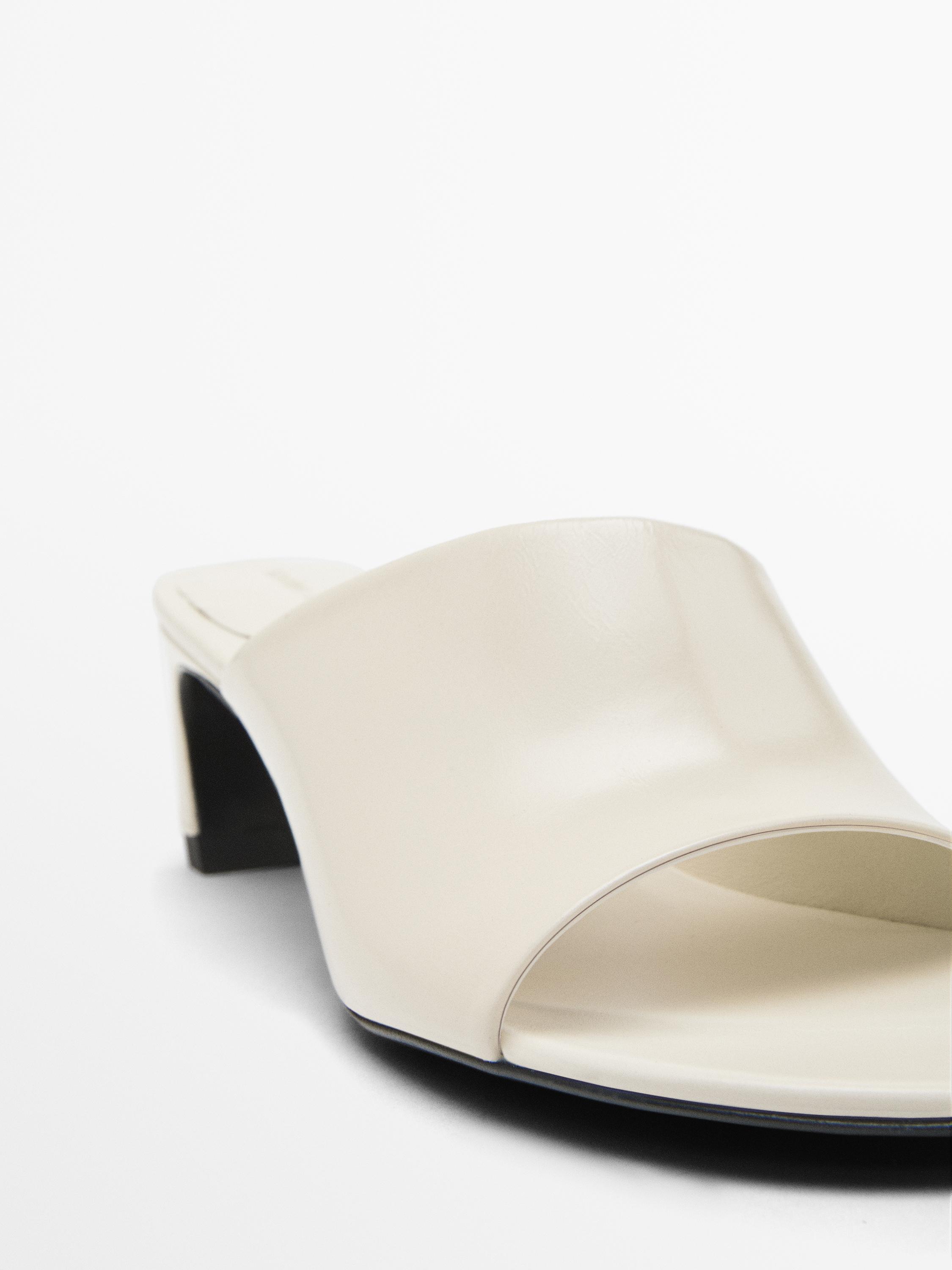 Leather high-heel slider shoes