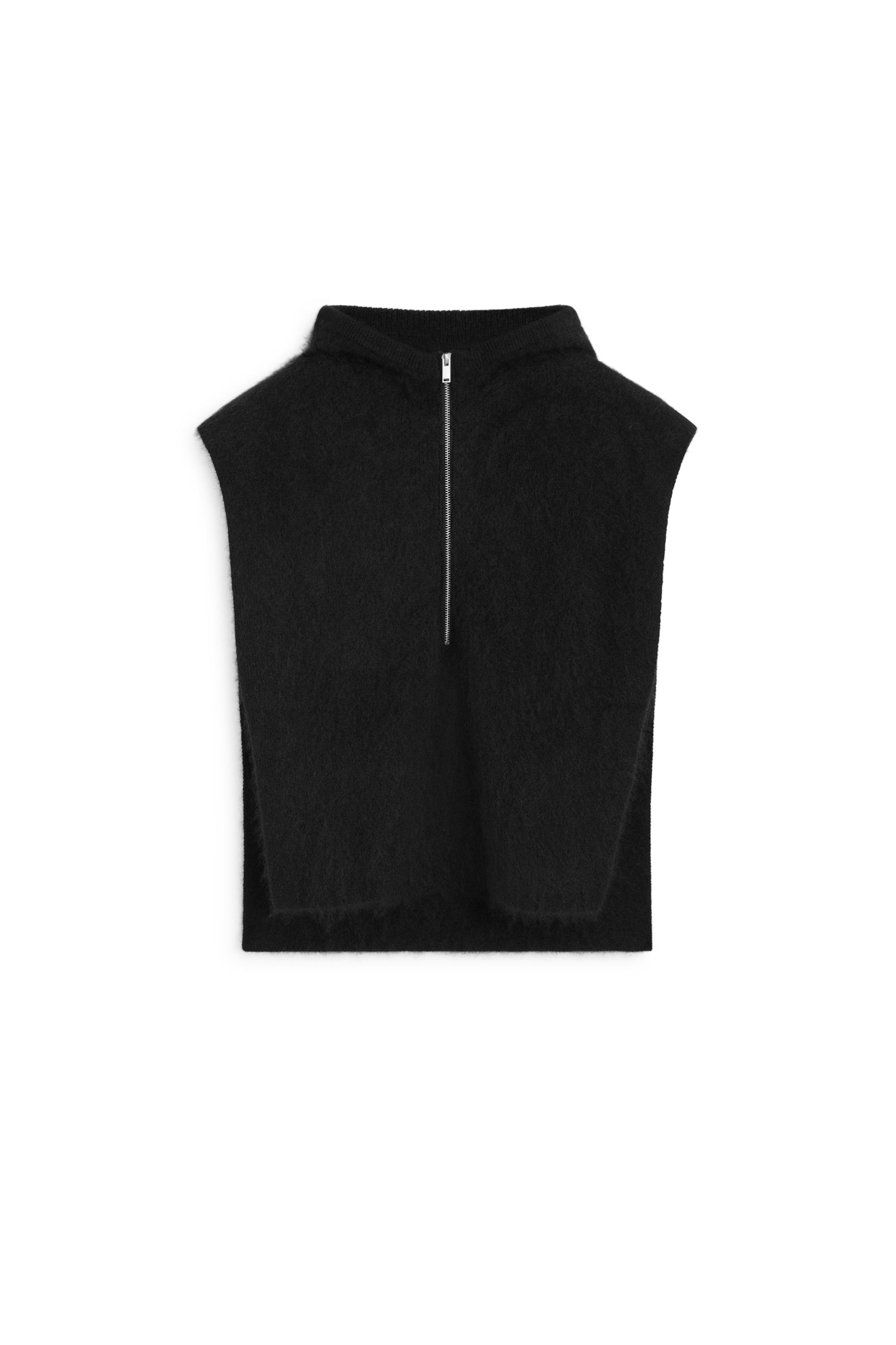 100% cashmere hooded knit vest · Grey, Black · Scarf | Massimo Dutti
