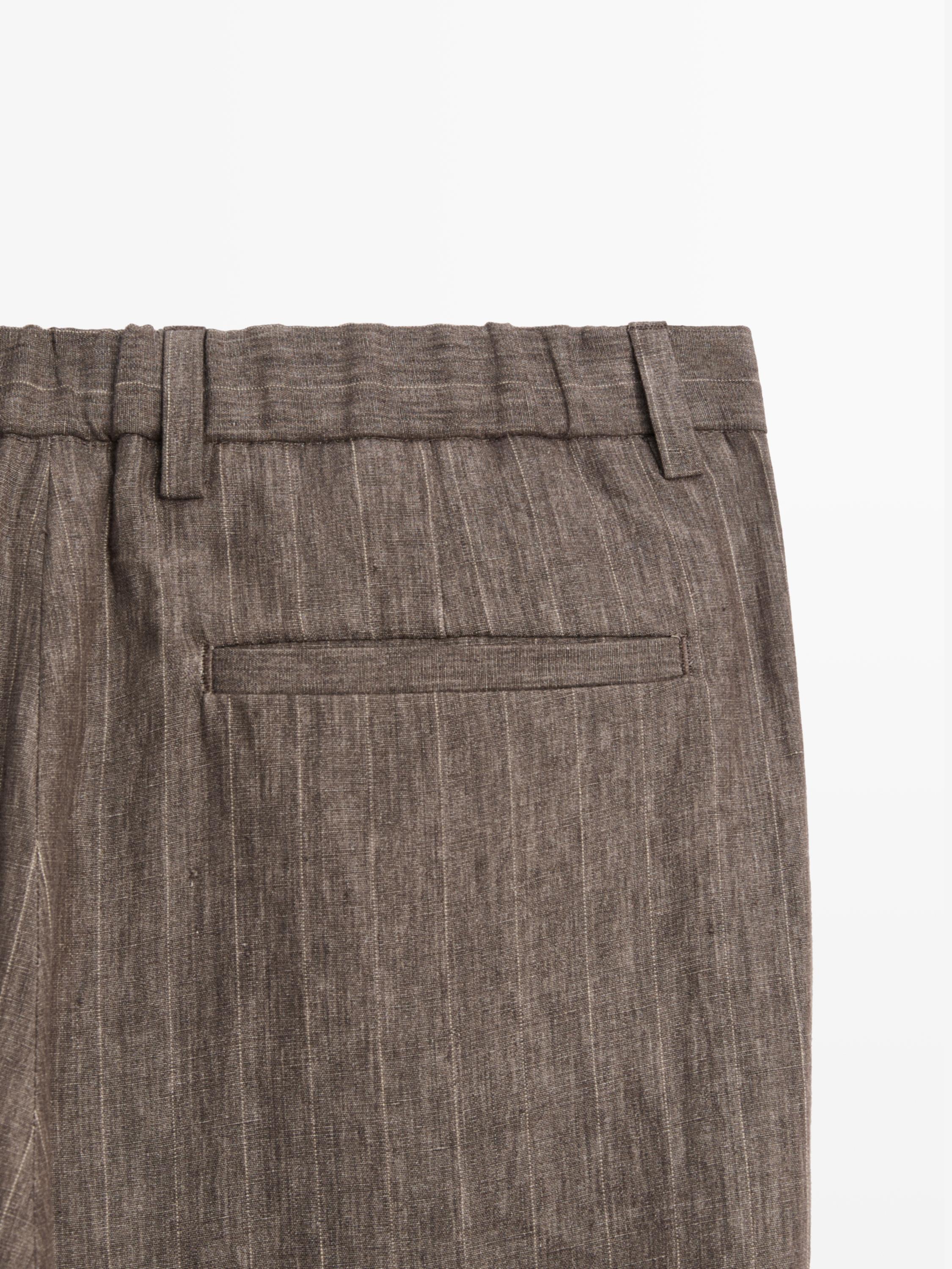 Striped linen trousers — BROWN