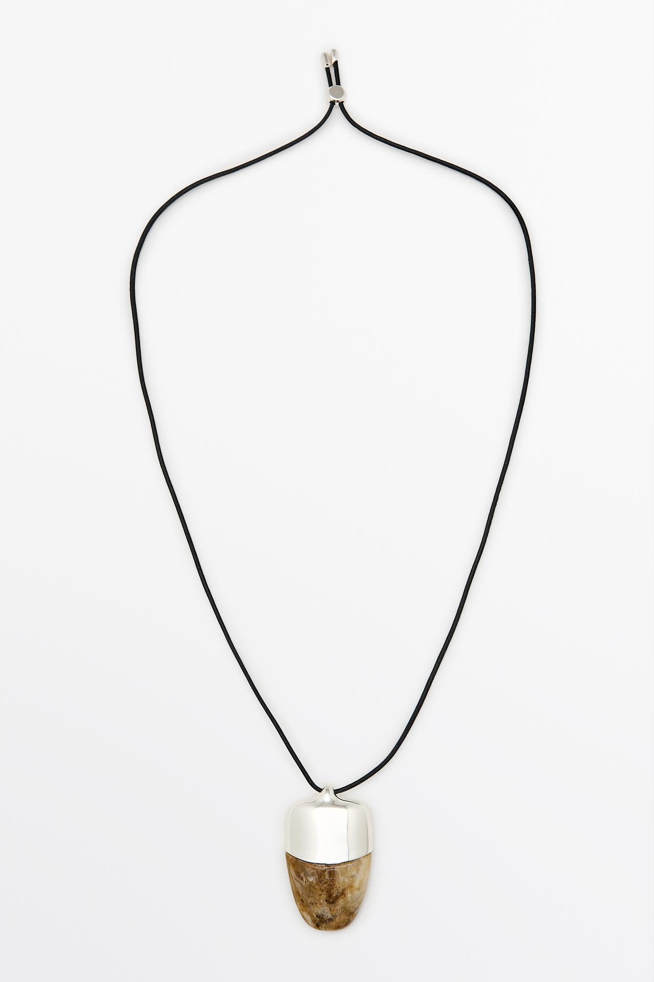 Marbled pendant necklace — Caramel
