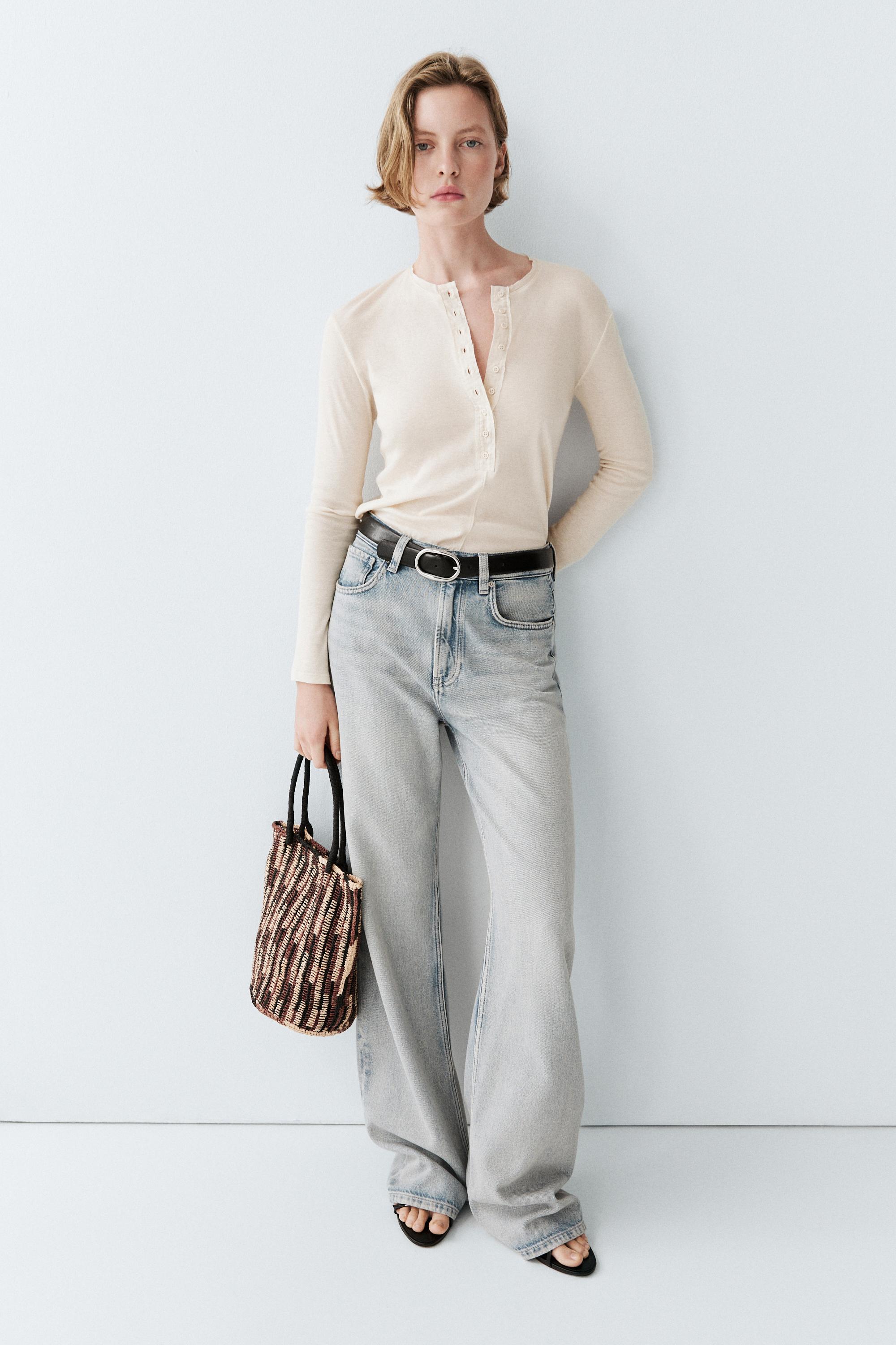 Button-up cotton T-shirt