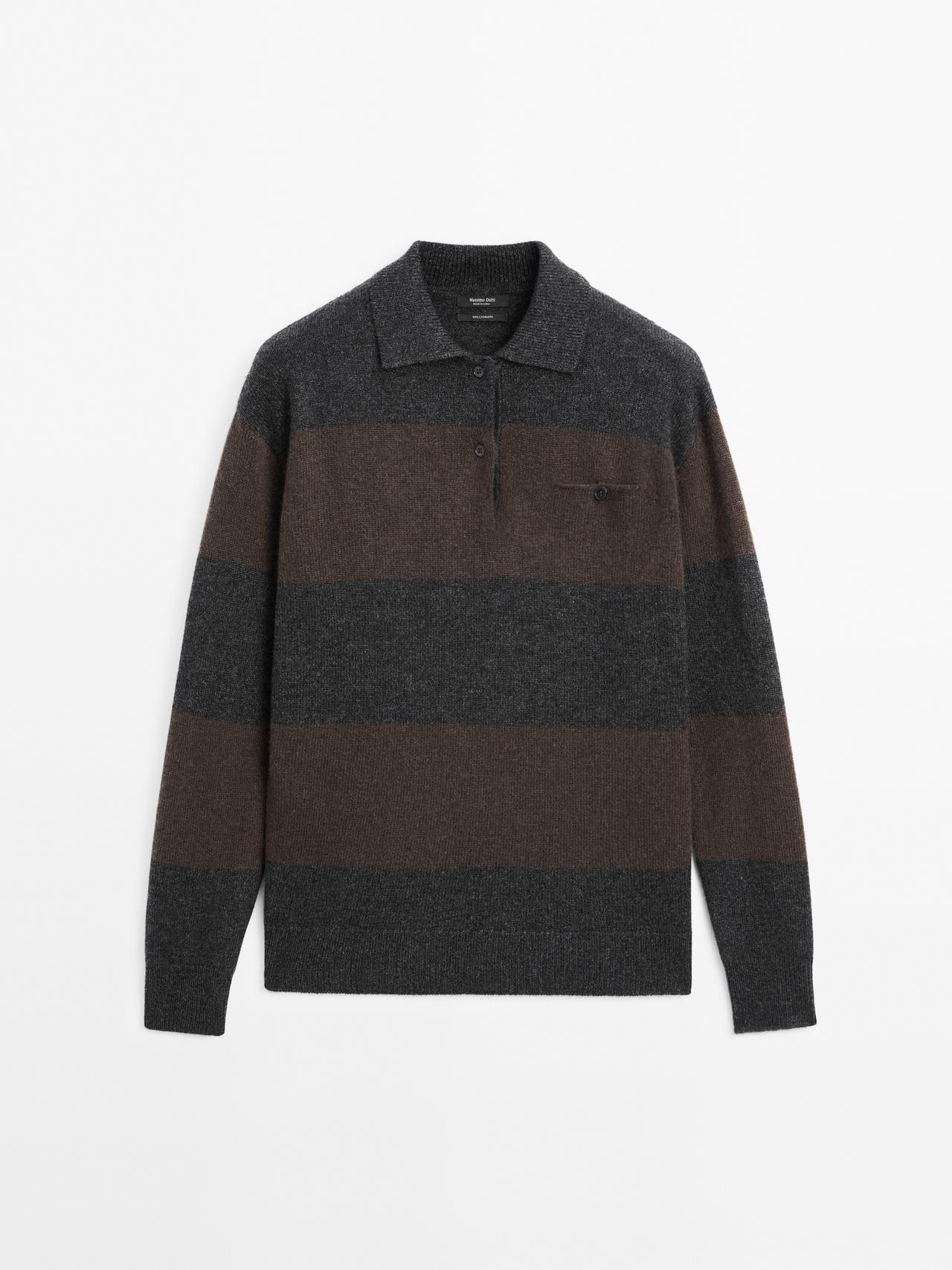 Massimo Dutti - Dame - Trøje I 100 % Kashmir Med Lommedetalje - Koksgrå - M