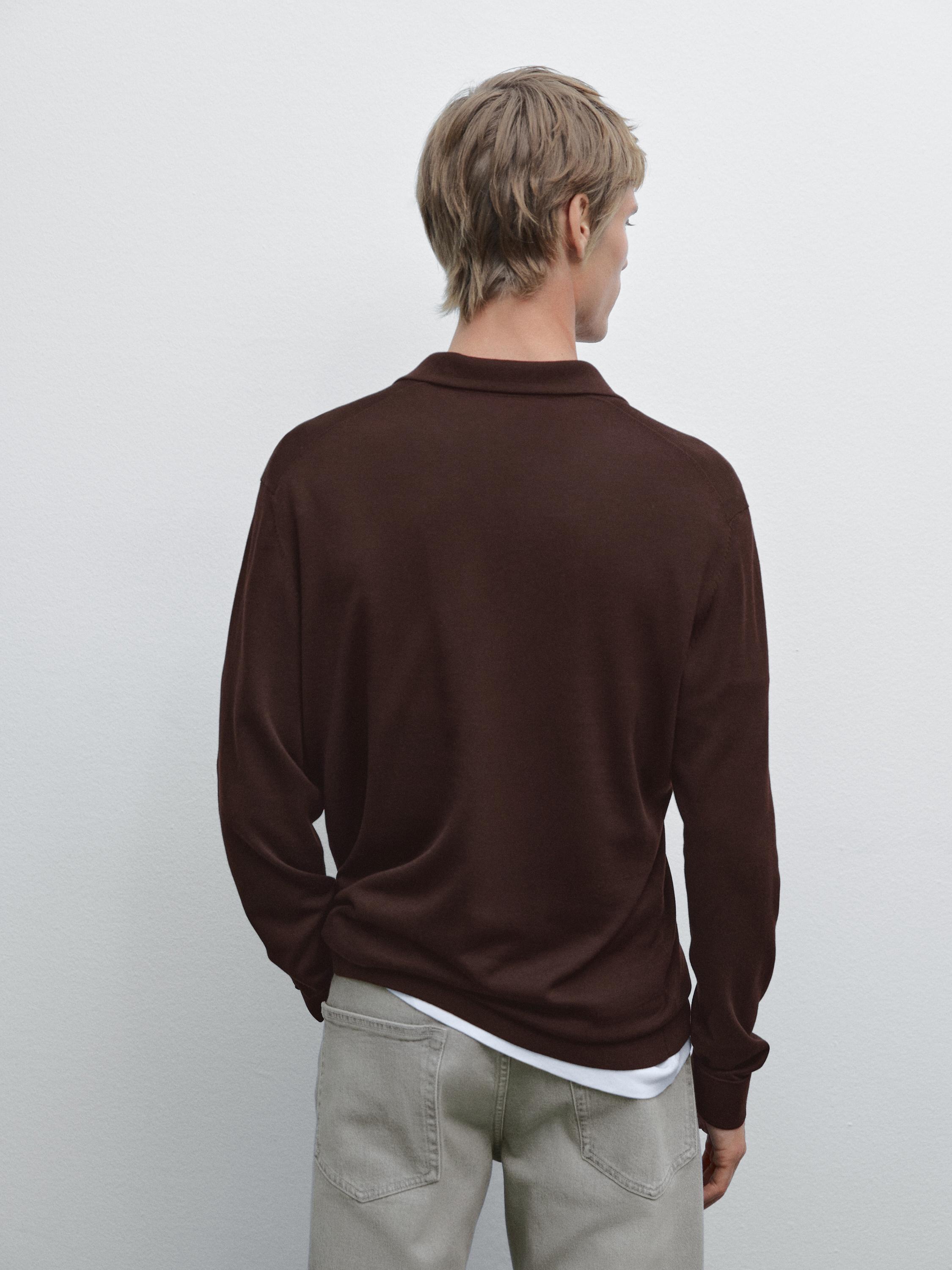 Knit sweater with a polo collar