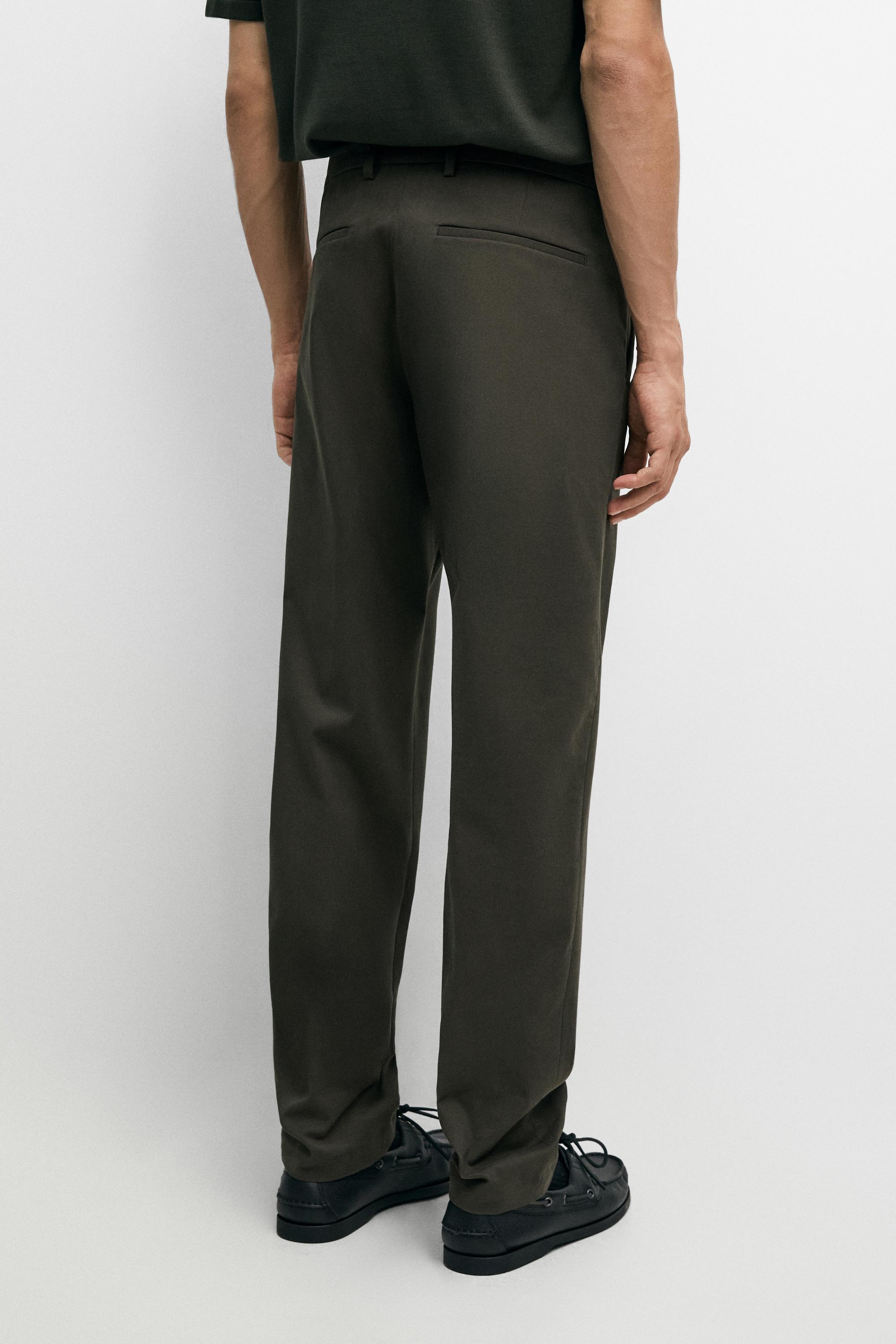 Cotton blend slim fit pants — KHAKI