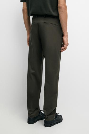 Cotton blend slim fit pants — KHAKI 5