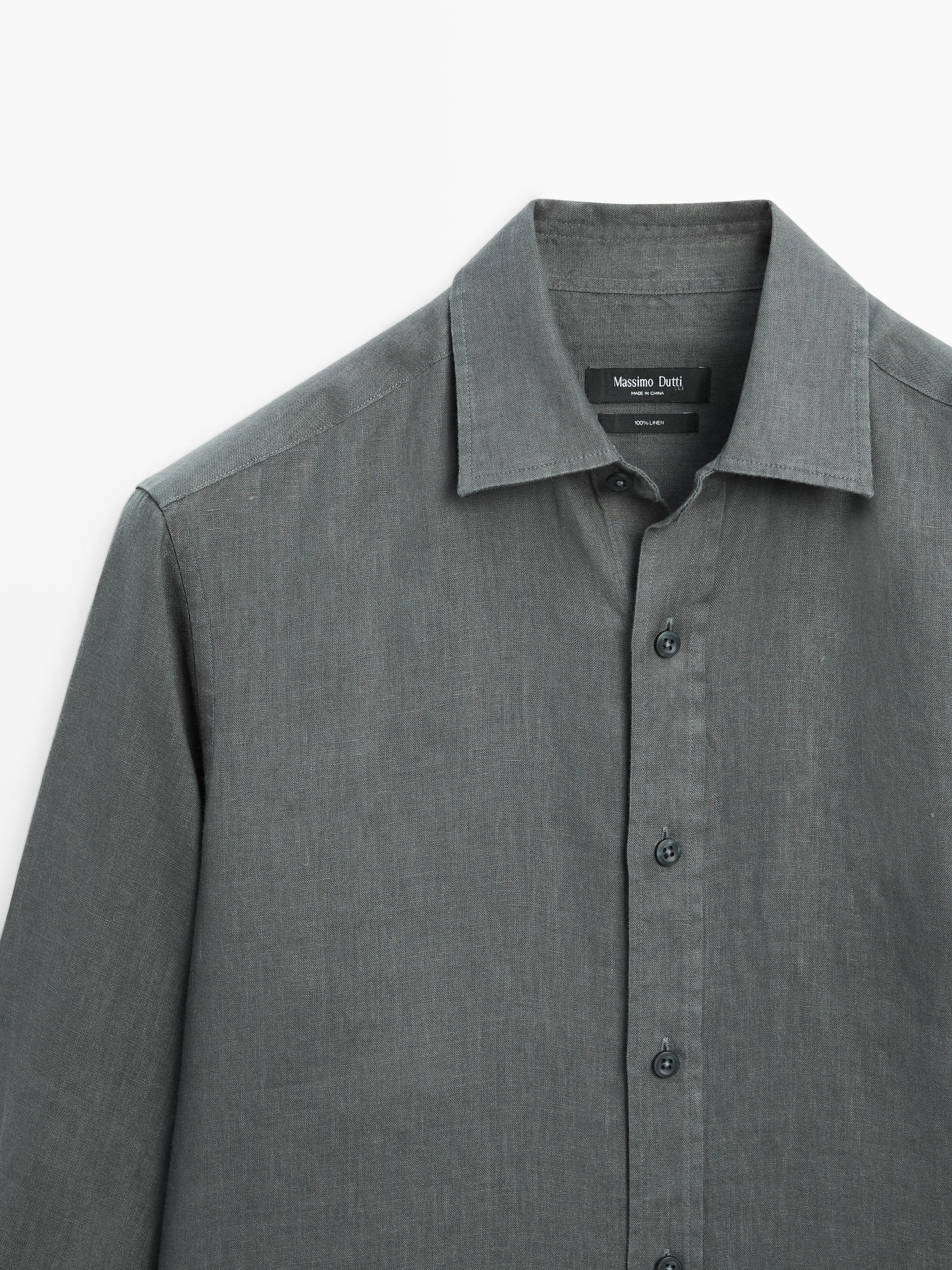 Slim fit 100% linen shirt