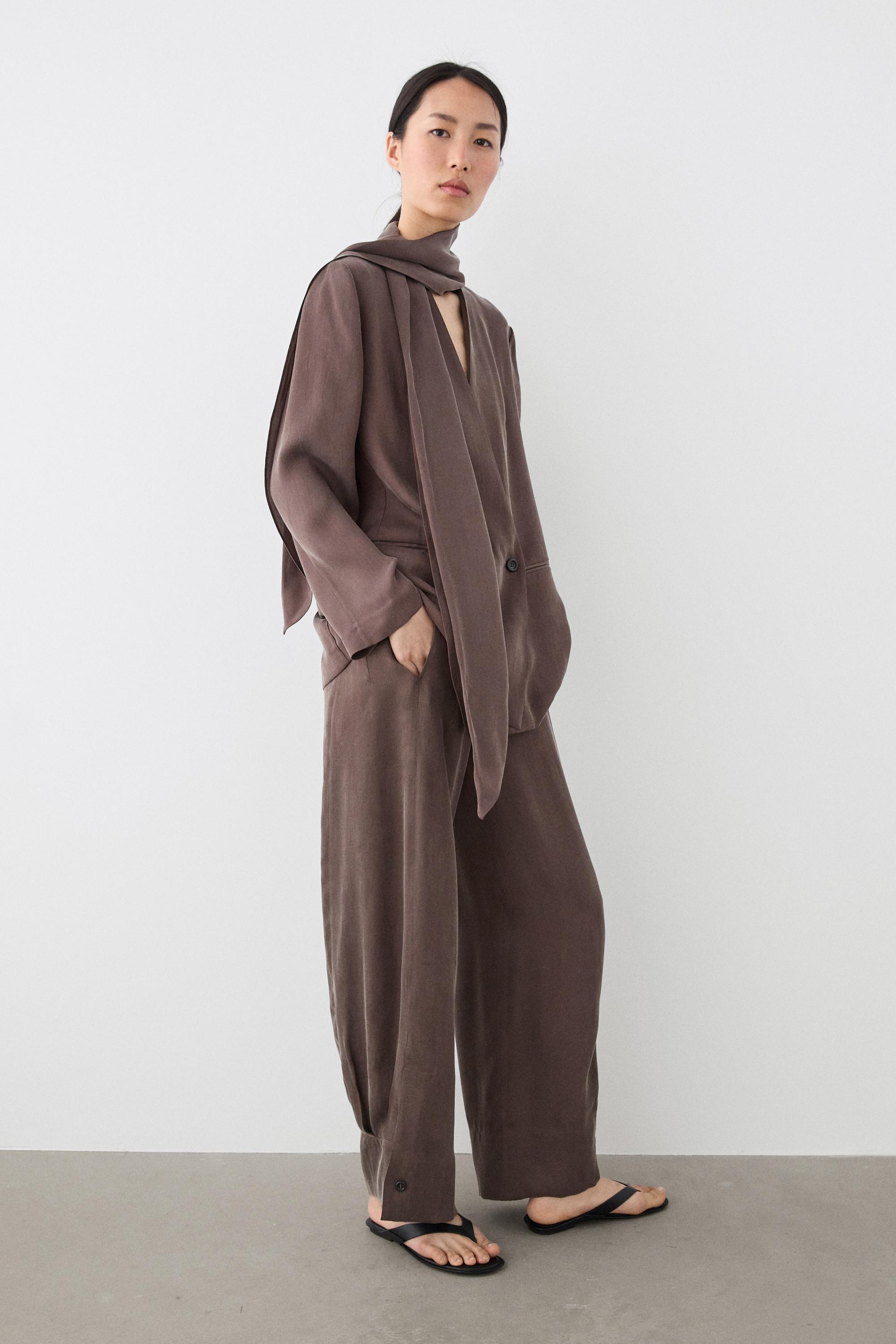 Total look flowing overshirt with tie detail — PLUM