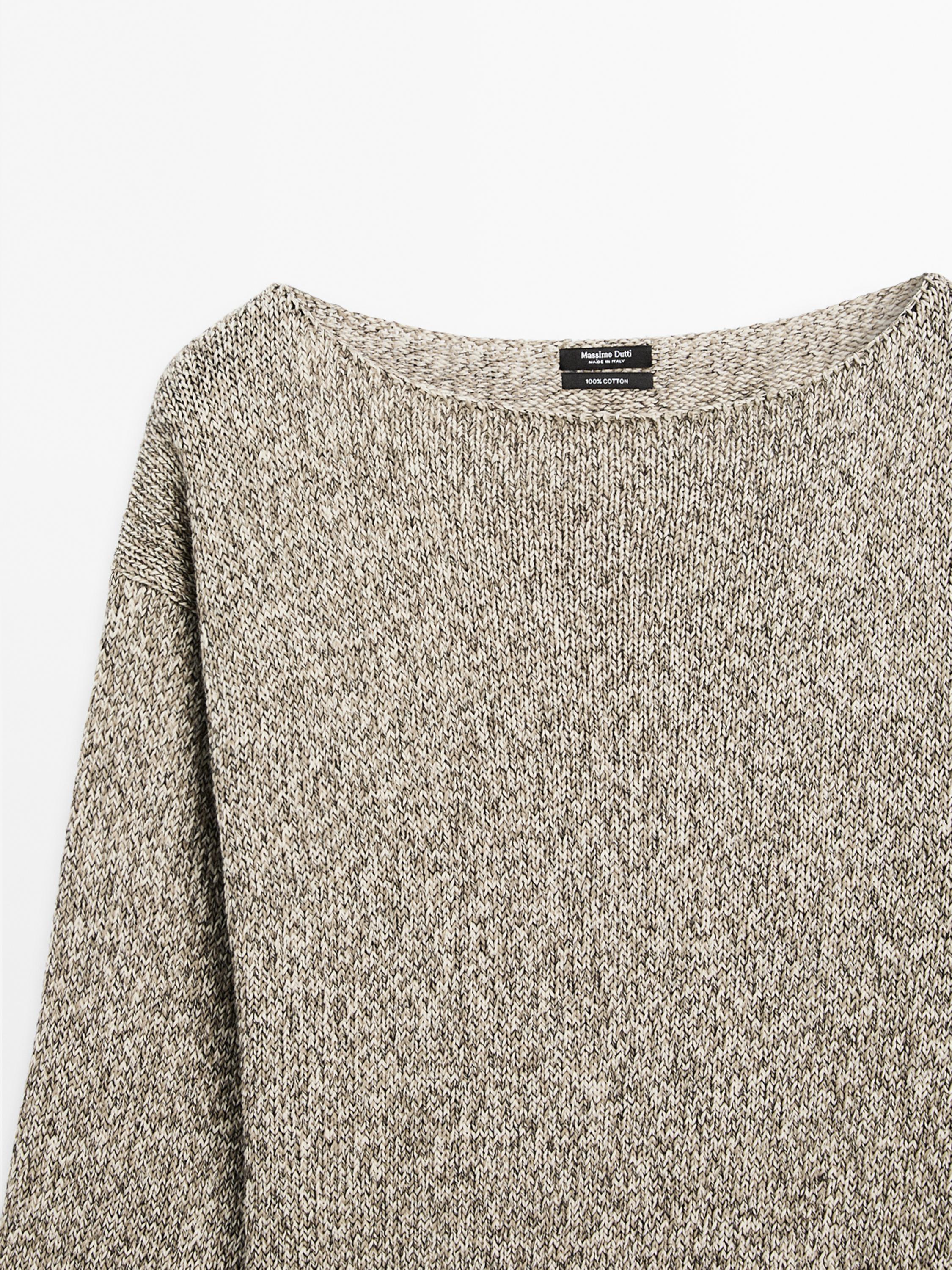 Mouliné boat neck knit sweater