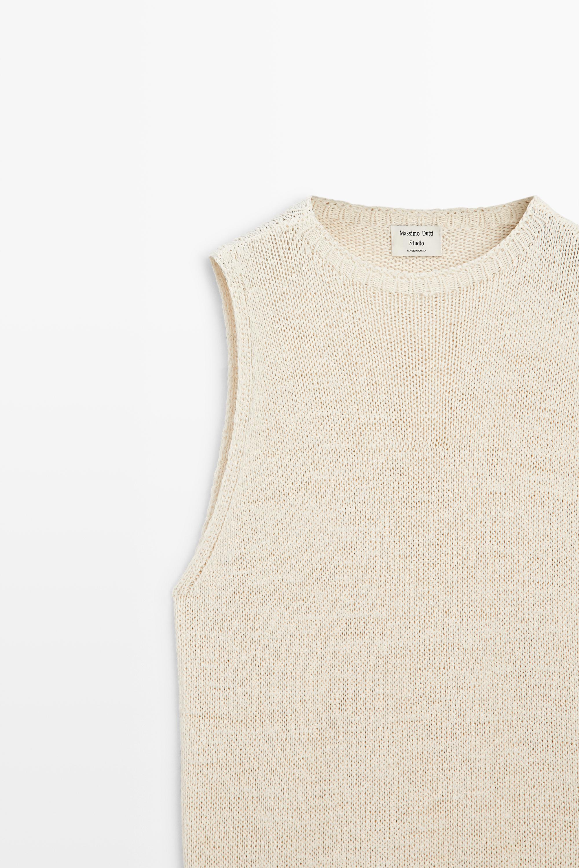 STUDIO Silk-Blend Knit Halter Top — CREAM