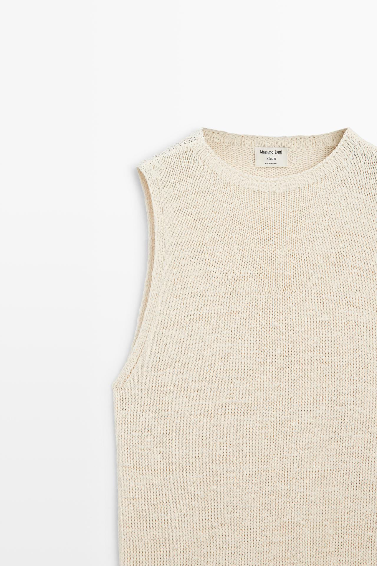 STUDIO Silk-Blend Knit Halter Top — CREAM