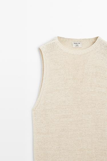 STUDIO Silk-Blend Knit Halter Top — CREAM 6