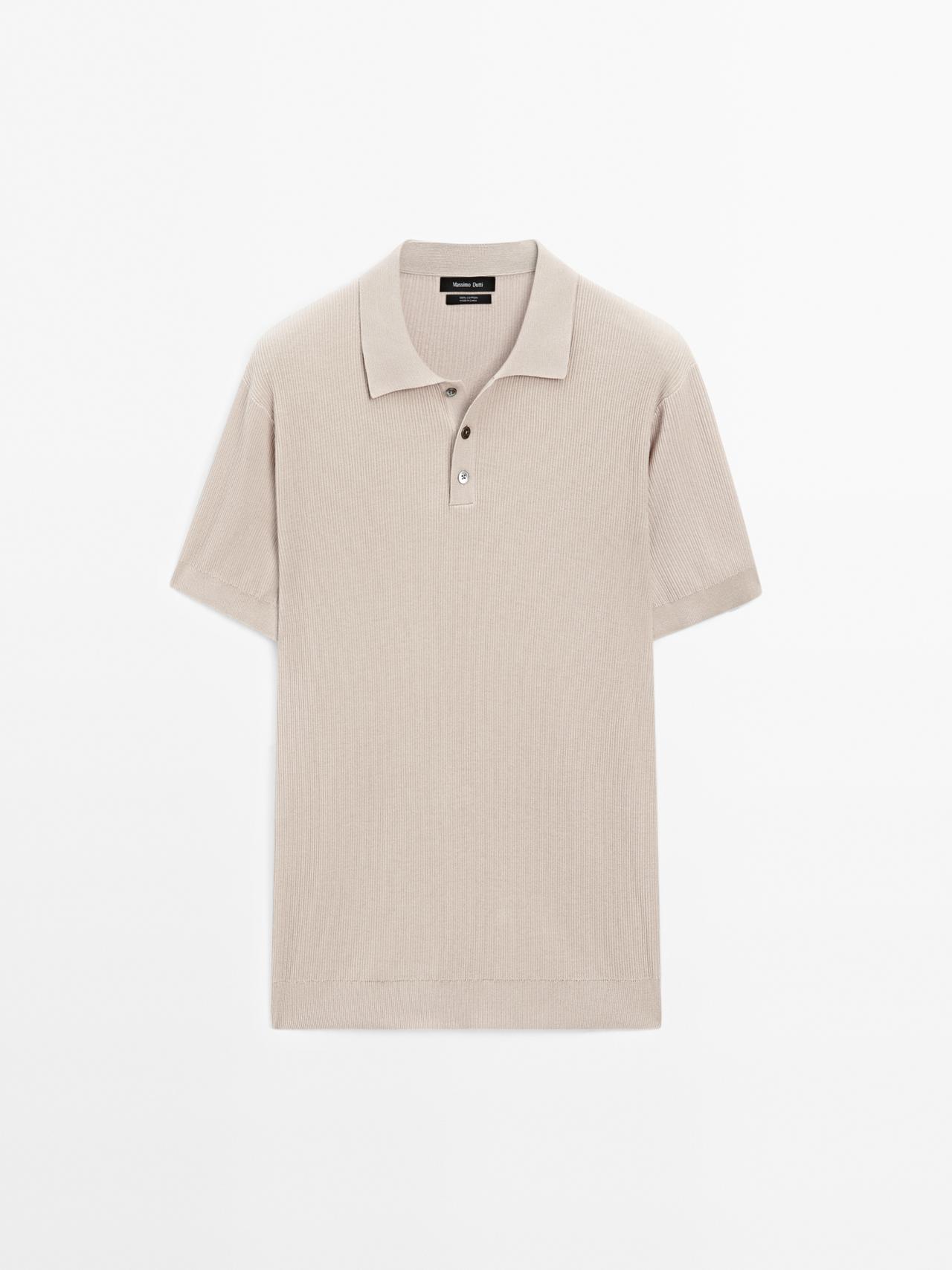 Massimo Dutti - Herre - Poloshirt I Ribstrik Af 100 % Bomuld - Rustfarvet - L