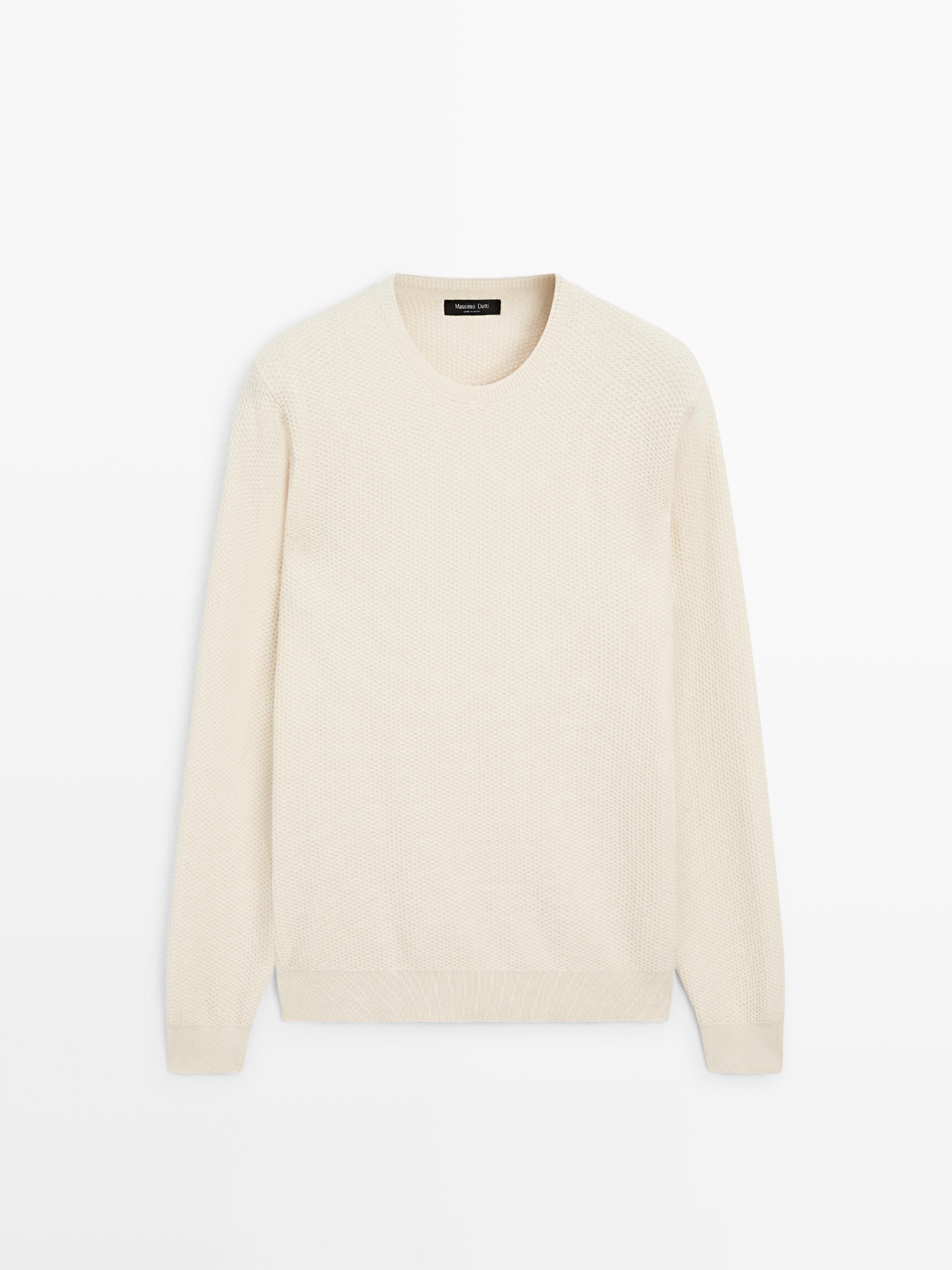 سويتر محاك بارز الملمس من القطن المخلوط