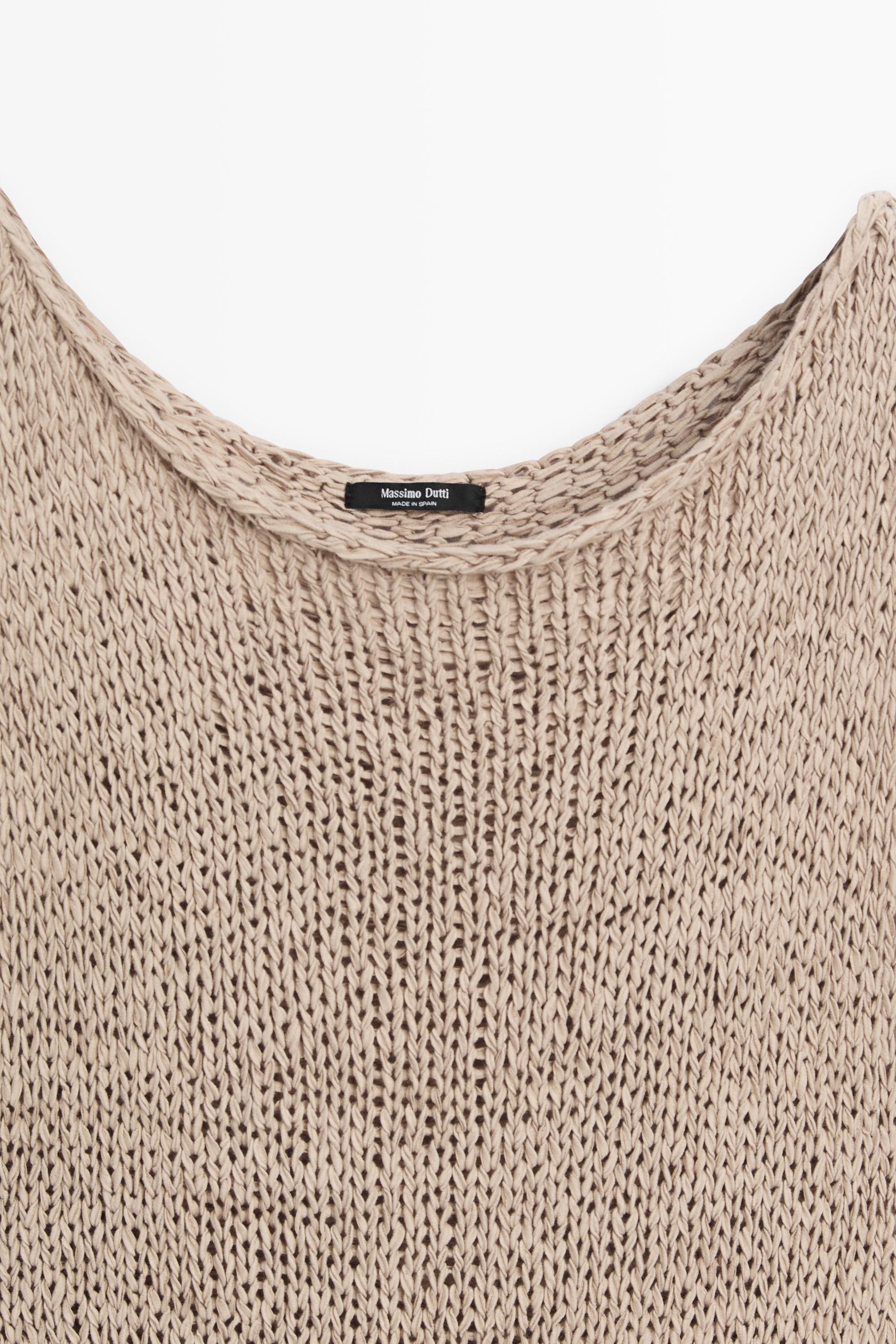 Knit cotton blend top — SAND