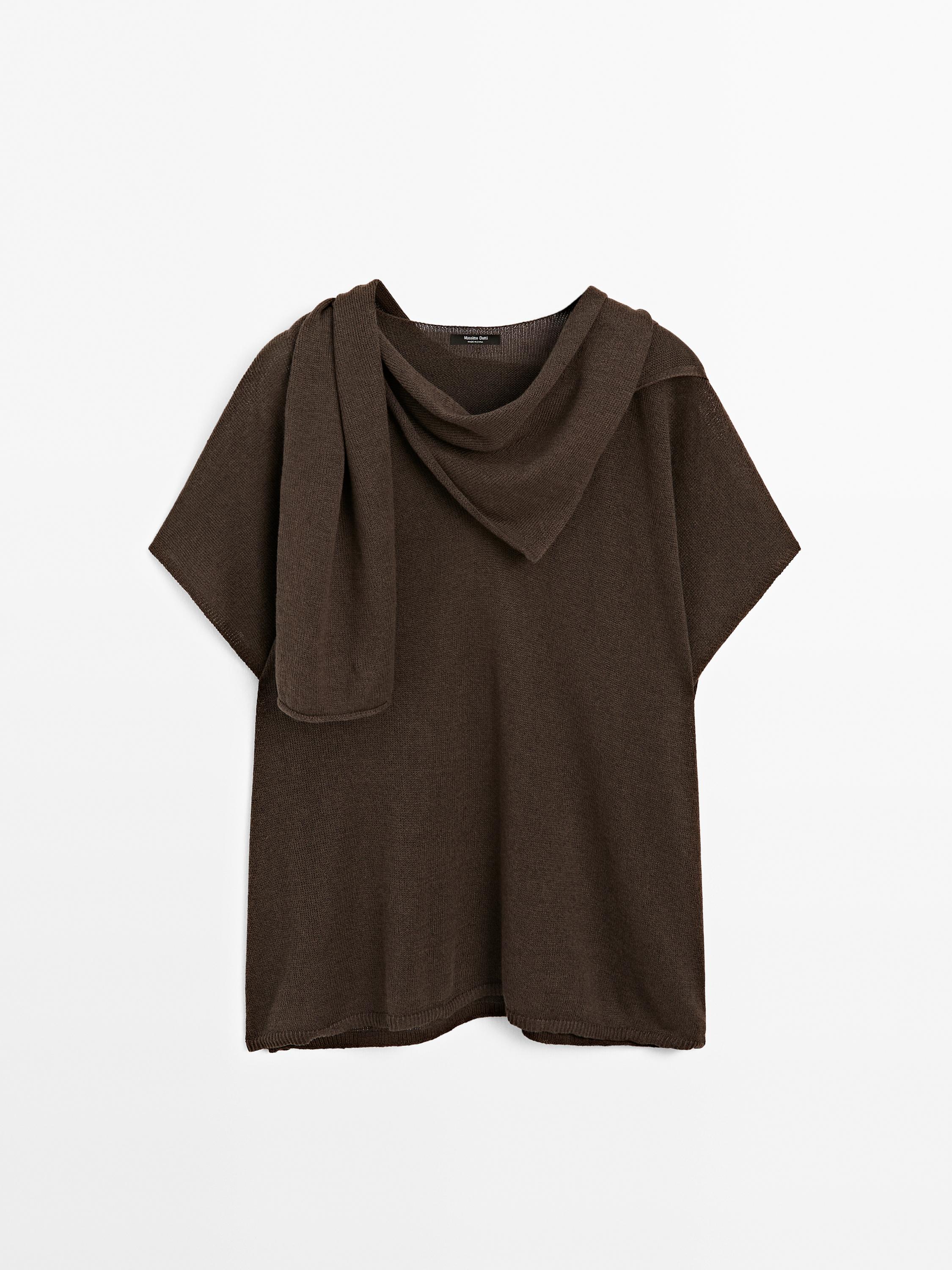 Knit cape with scarf