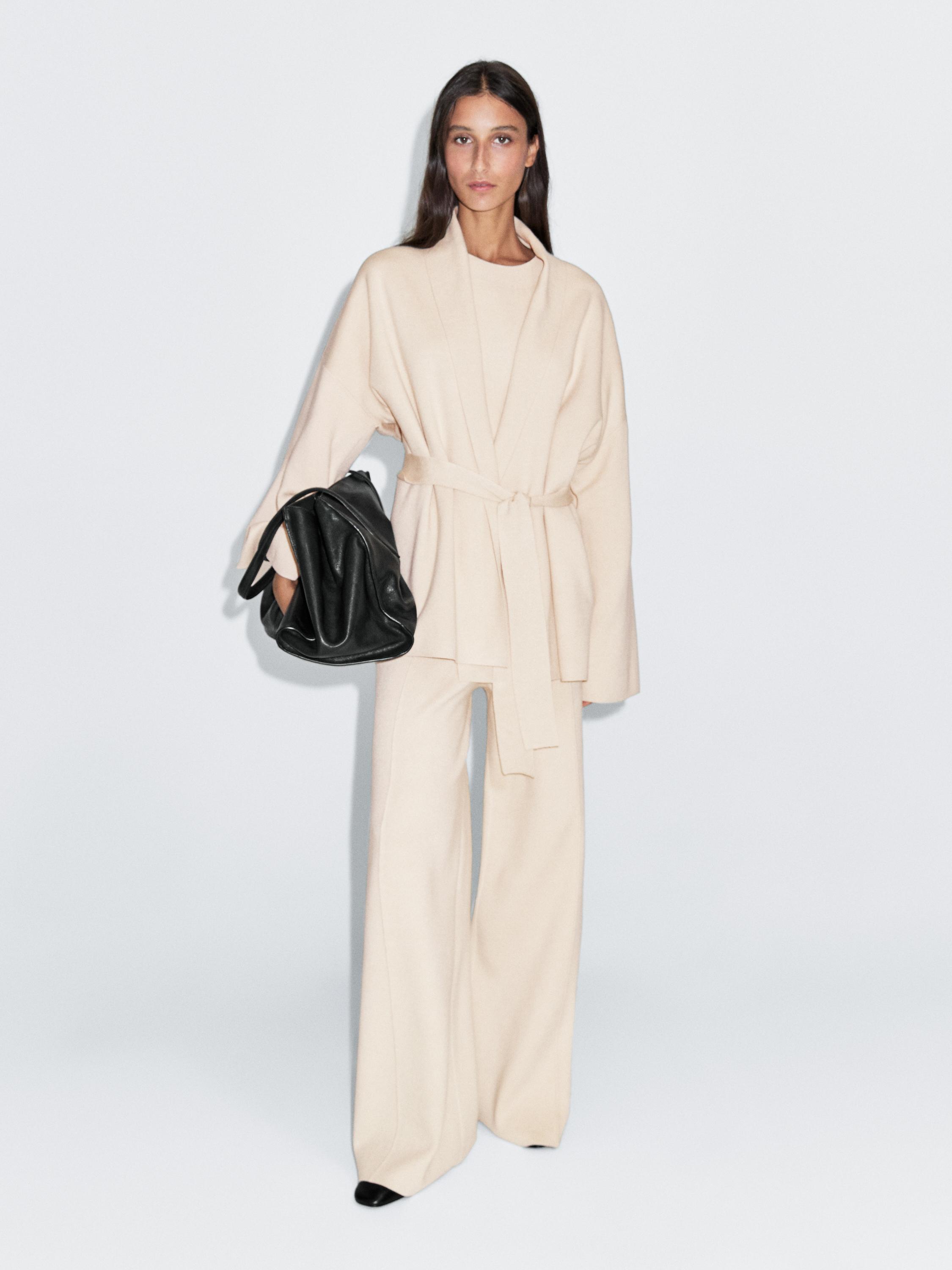 Knit cardigan with belt