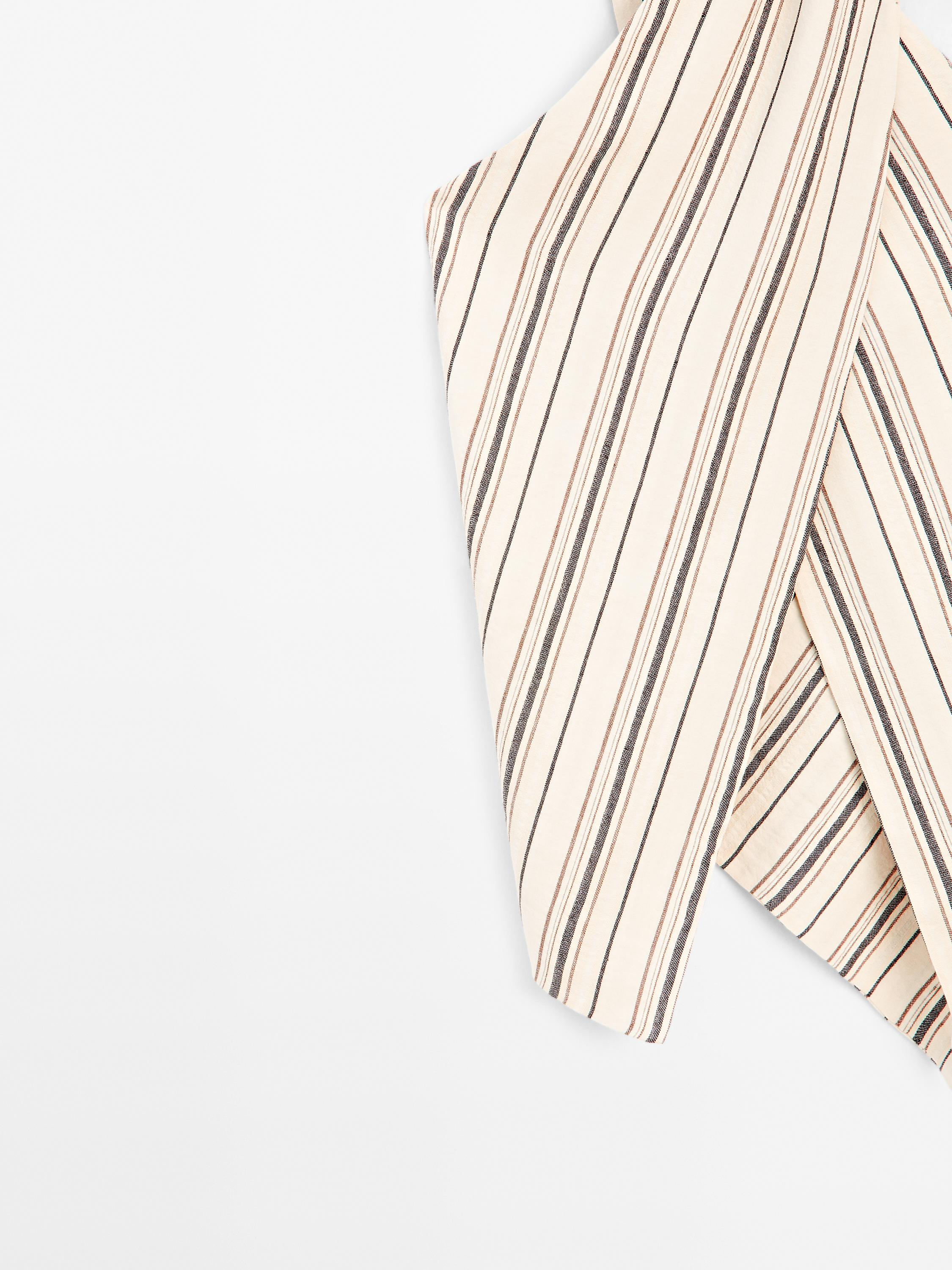 Striped crossover neckline top - Studio
