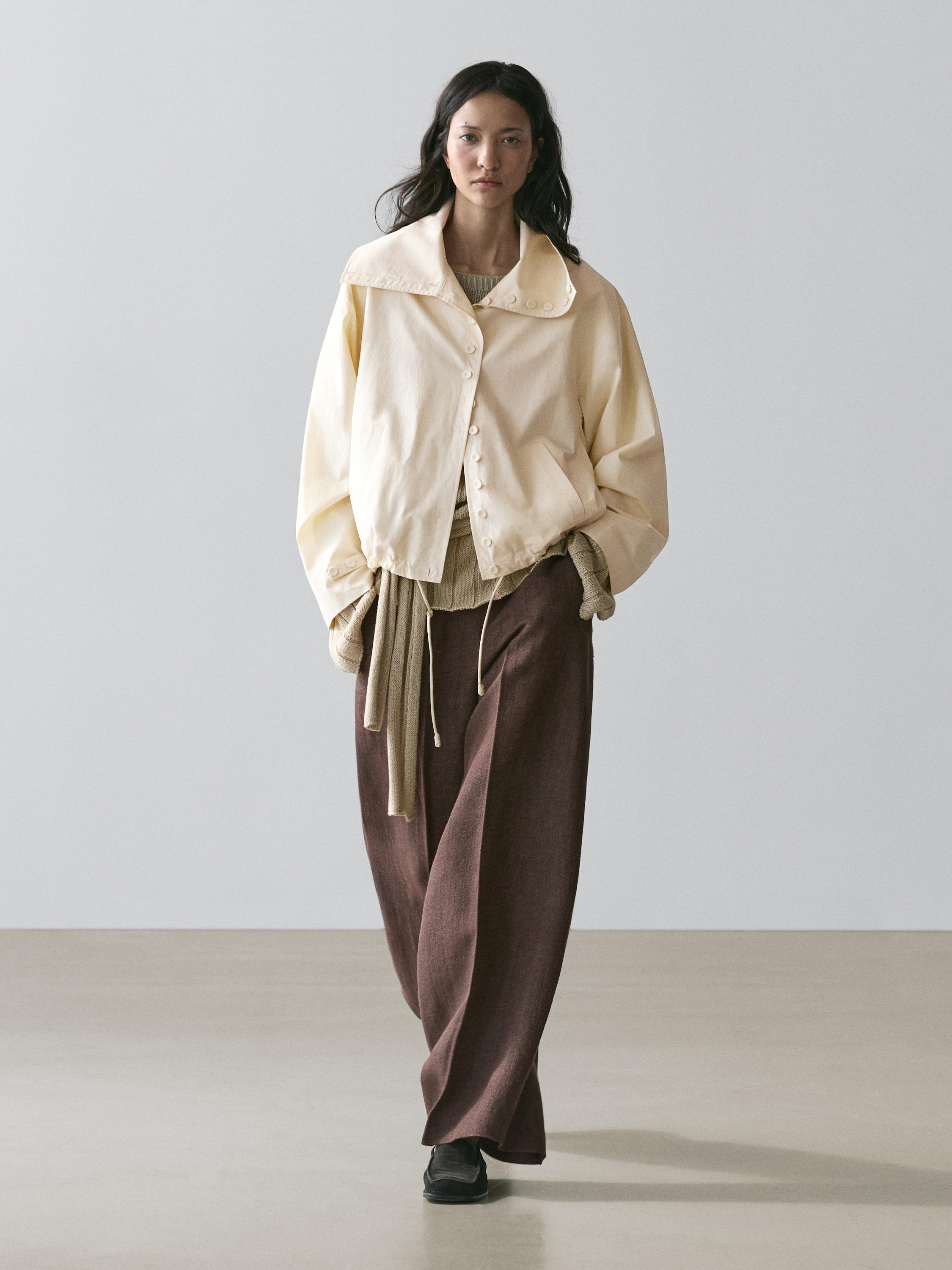 Flowing linen suit trousers — BROWN