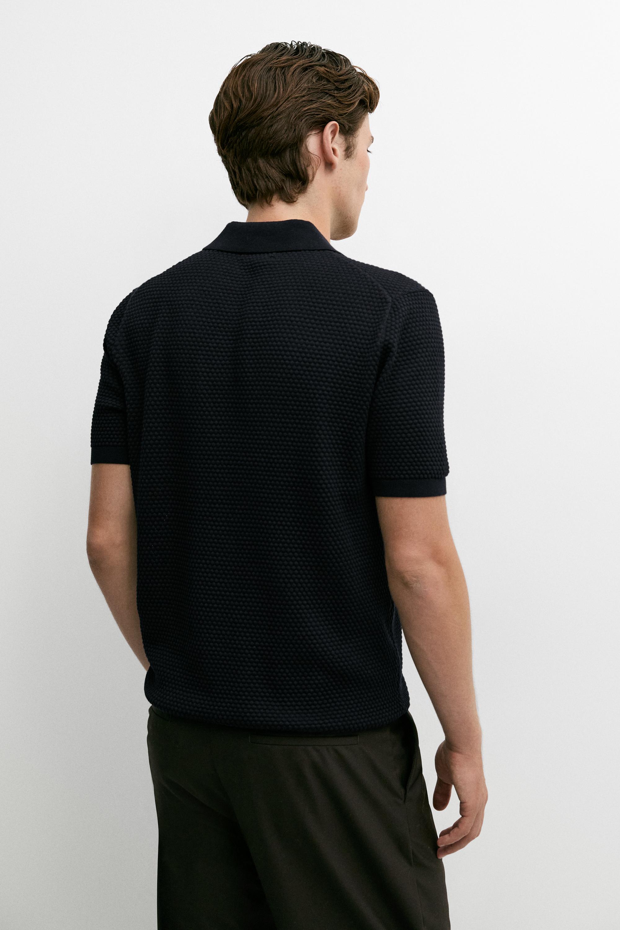 100% Cotton Short Sleeve Knit Polo — NAVY BLUE