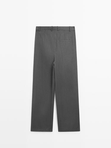 Pinstripe cool wool blend suit trousers — GREY 6