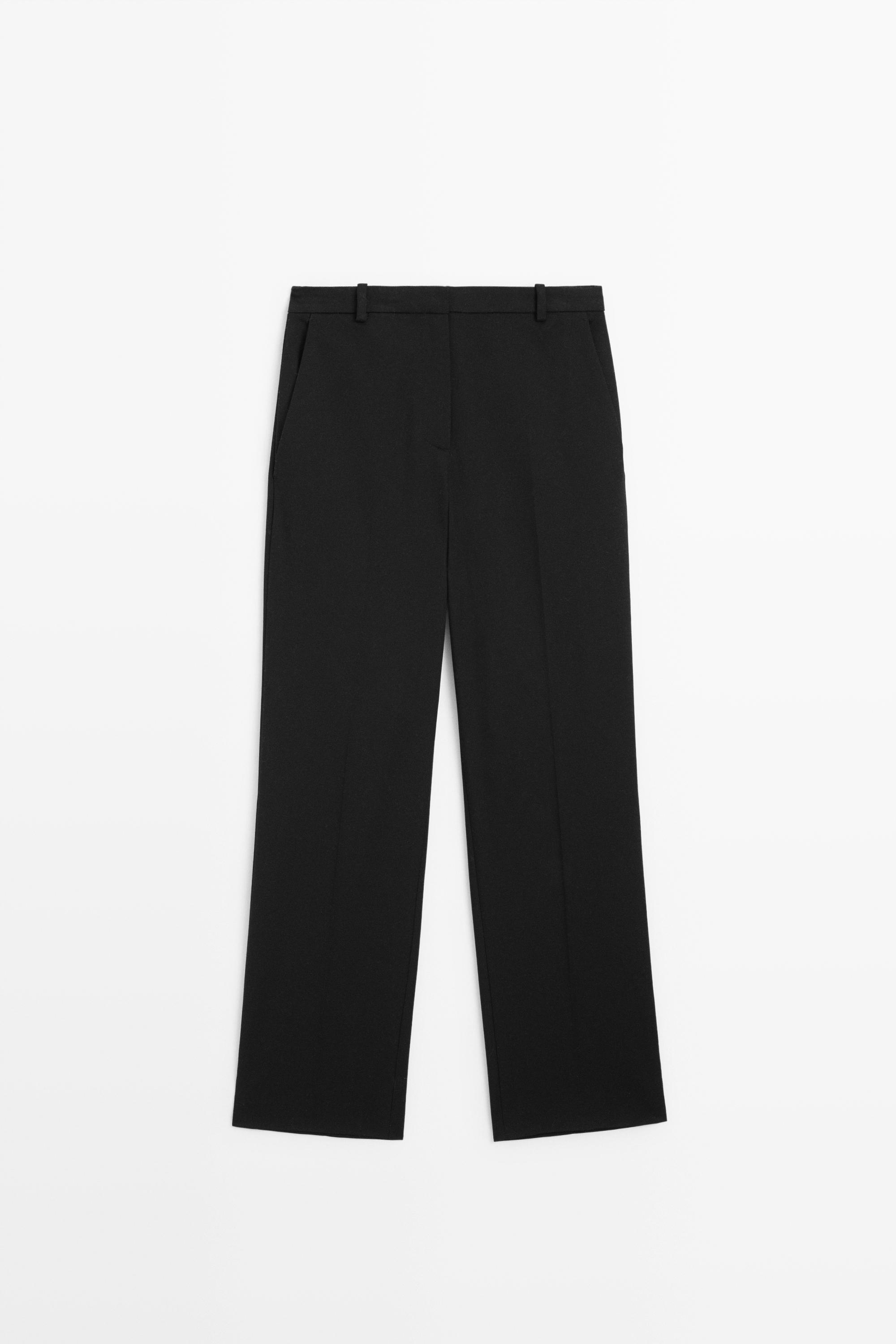Straight stretch trousers — BLACK