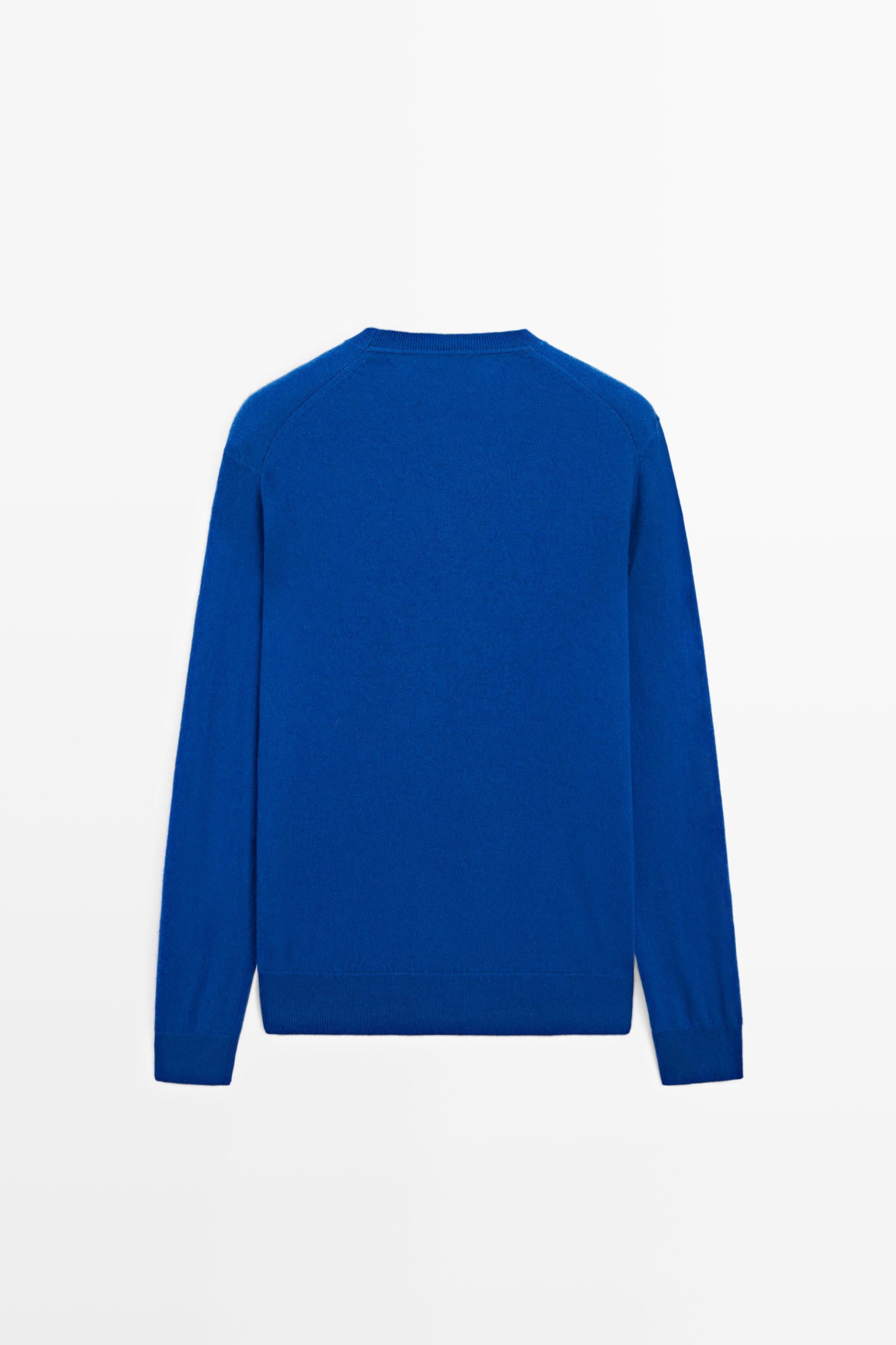 100% cashmere ribbed knit sweater — Blue