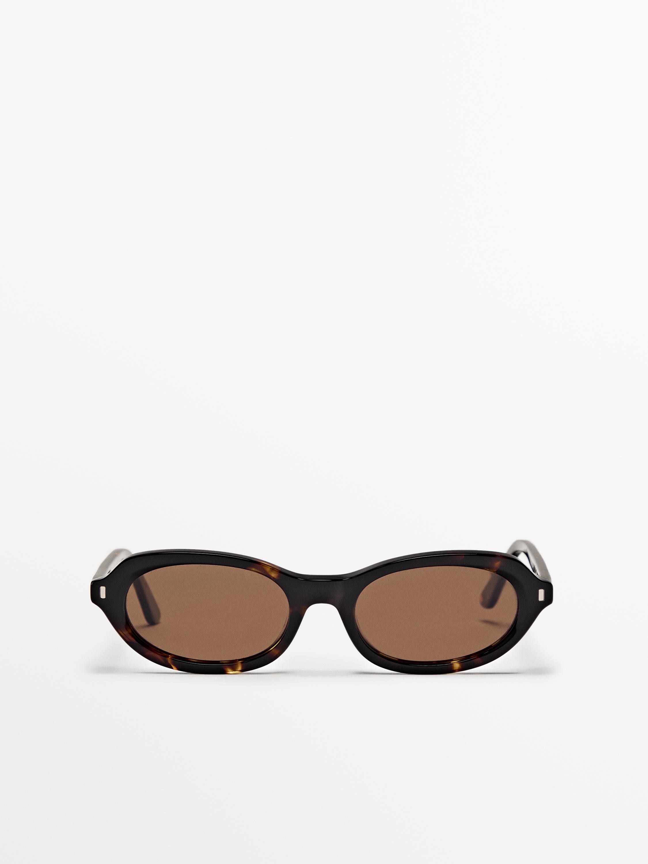 Tortoiseshell-effect mini oval sunglasses