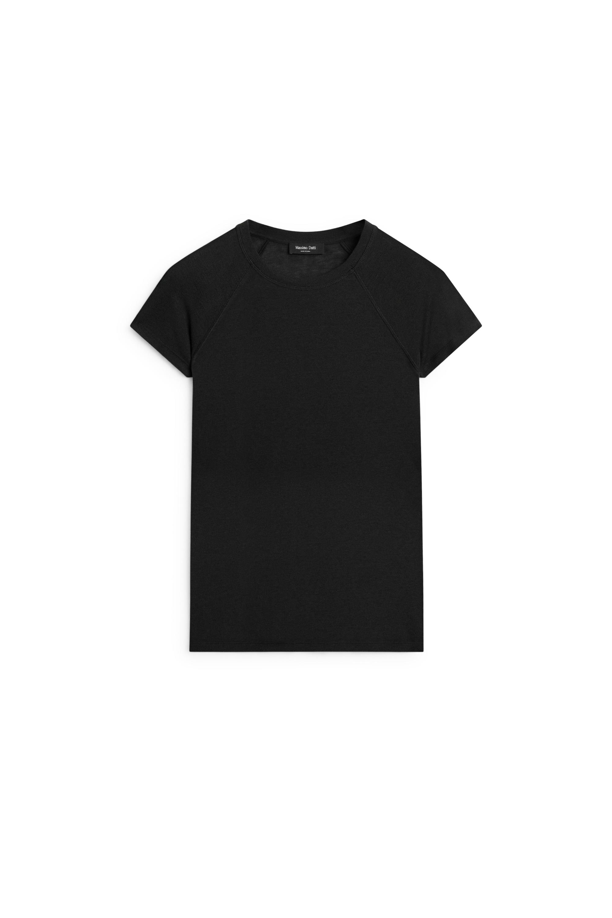 Short sleeve raglan T-shirt — BLACK