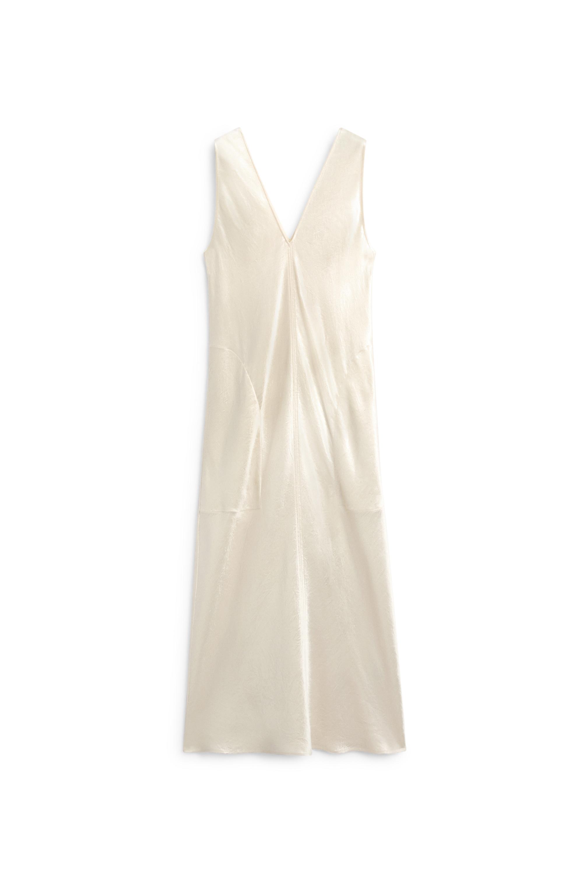 Satin flowing midi dress - STUDIO — Beige