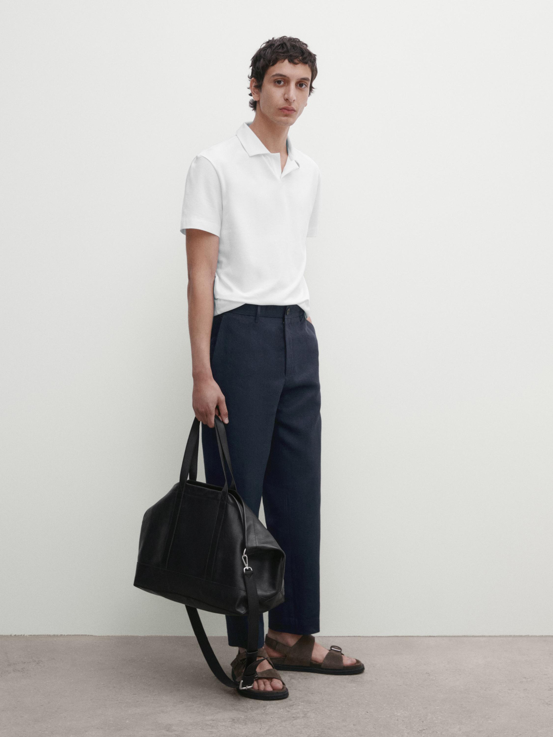 Short sleeve cotton blend polo shirt