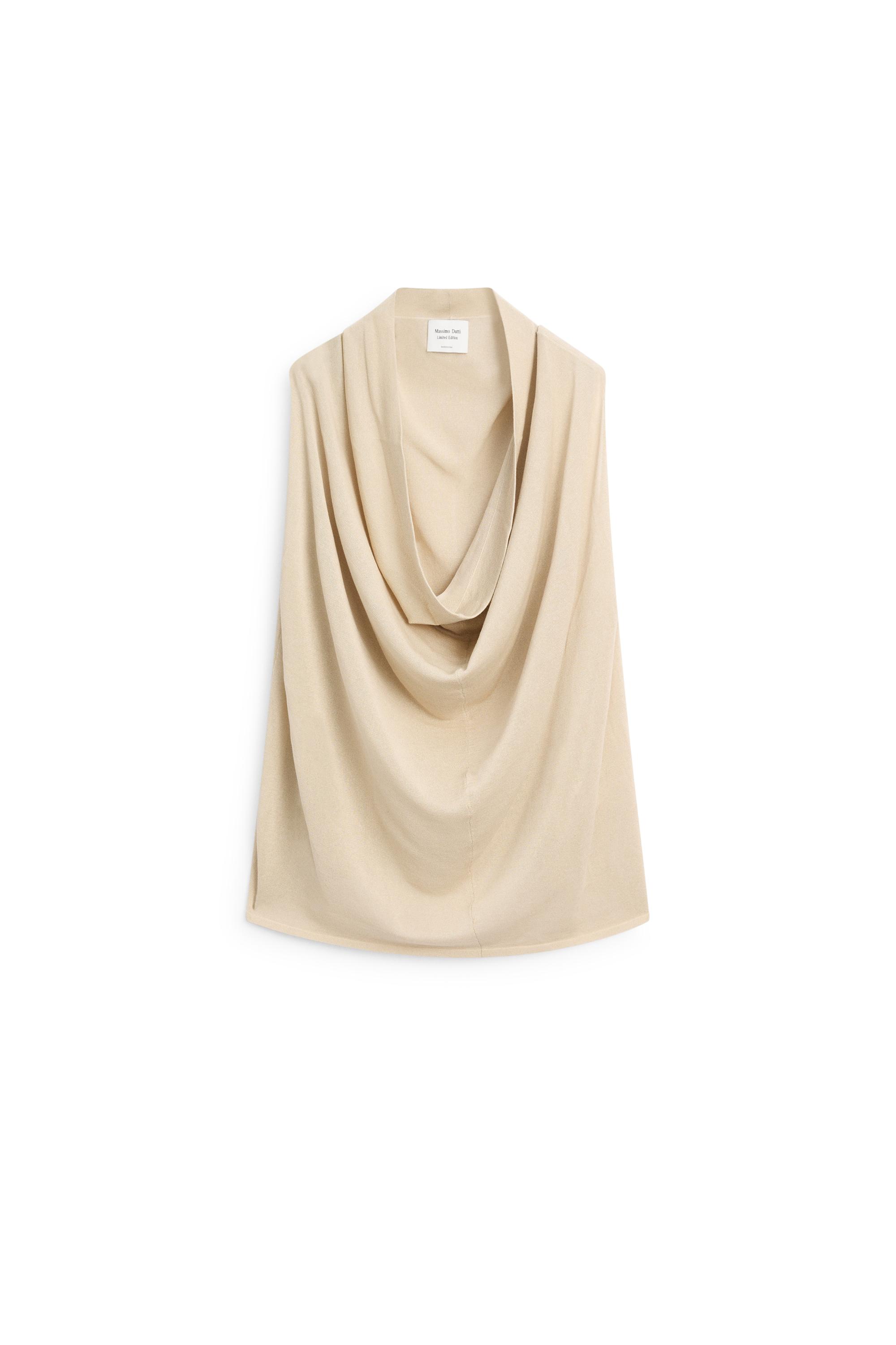 Silk blend top with cowl neckline - LIMITED EDITION — SAND