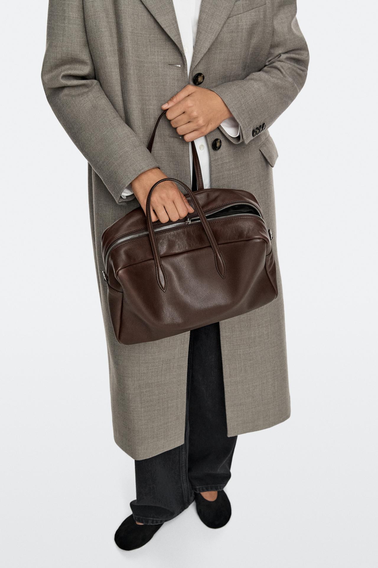 Medium duffle bag in nappa leather — BROWN