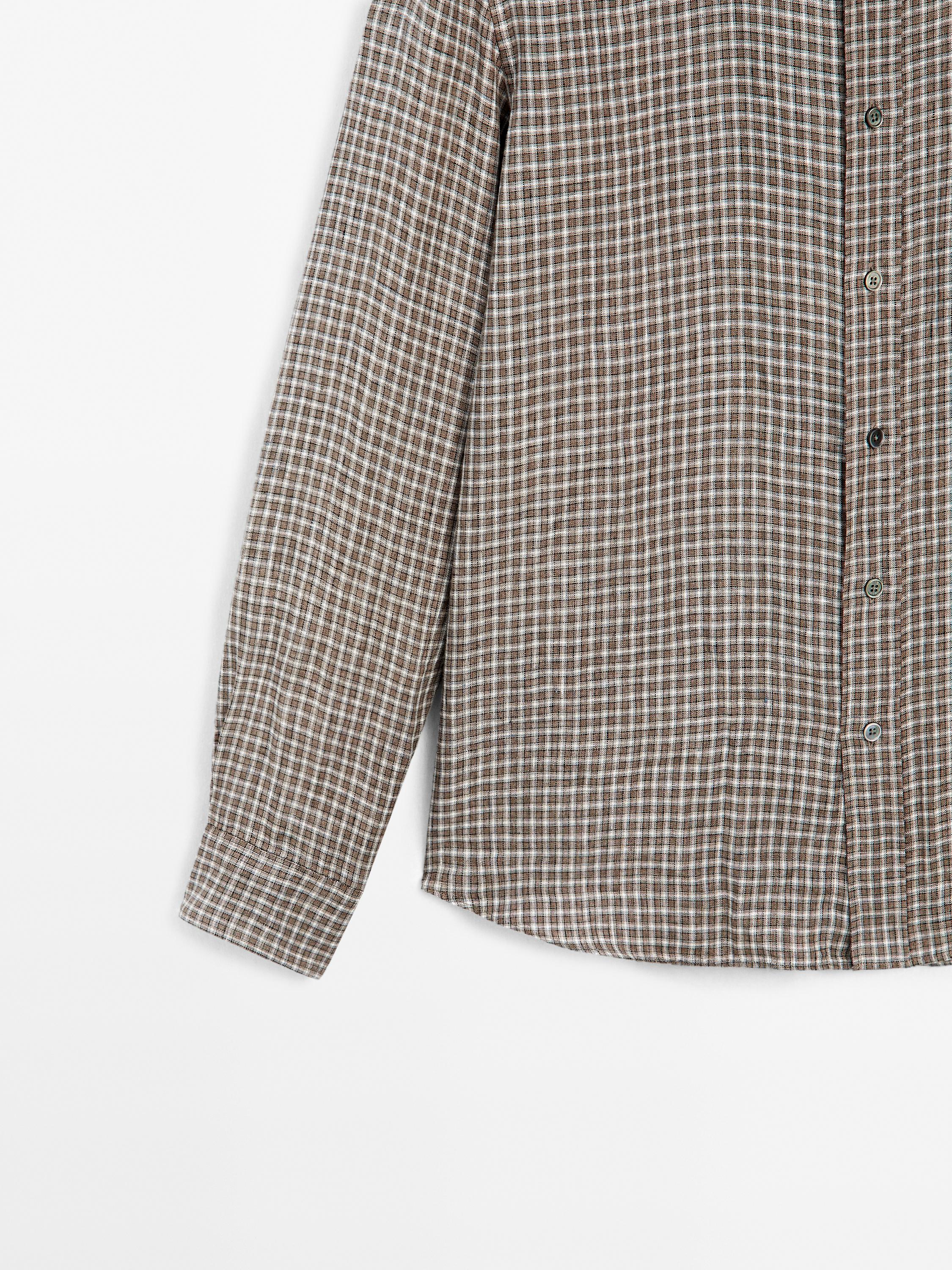 Regular fit linen check shirt