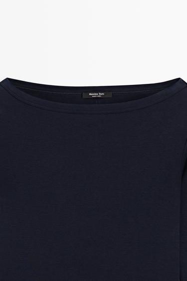 Long Sleeve Boat Neck T-shirt — NAVY BLUE 9