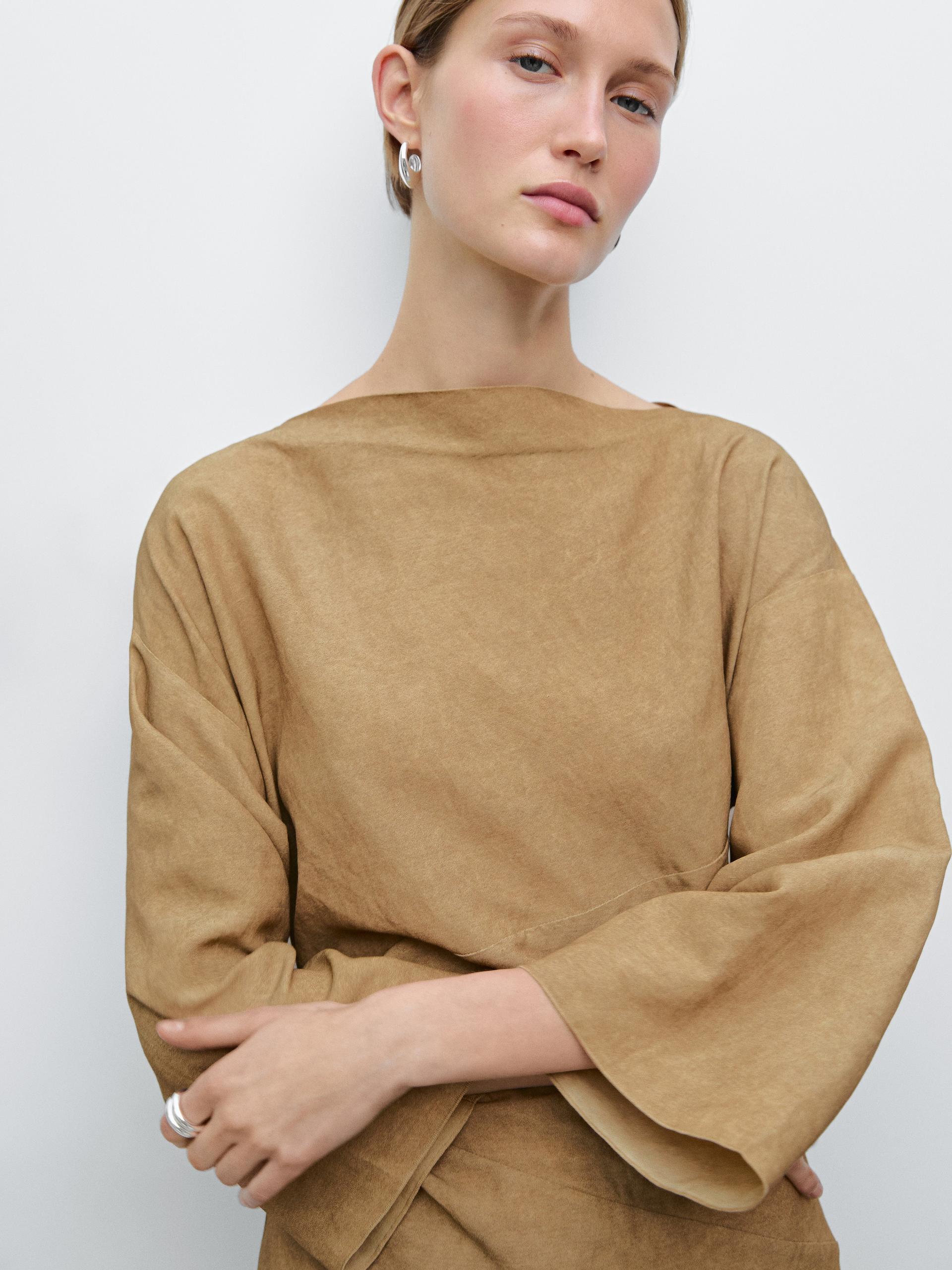 Vestito Midi Con Dettaglio Di Cuciture - Marrone - 34 (It 38) - Massimo Dutti - Femminile